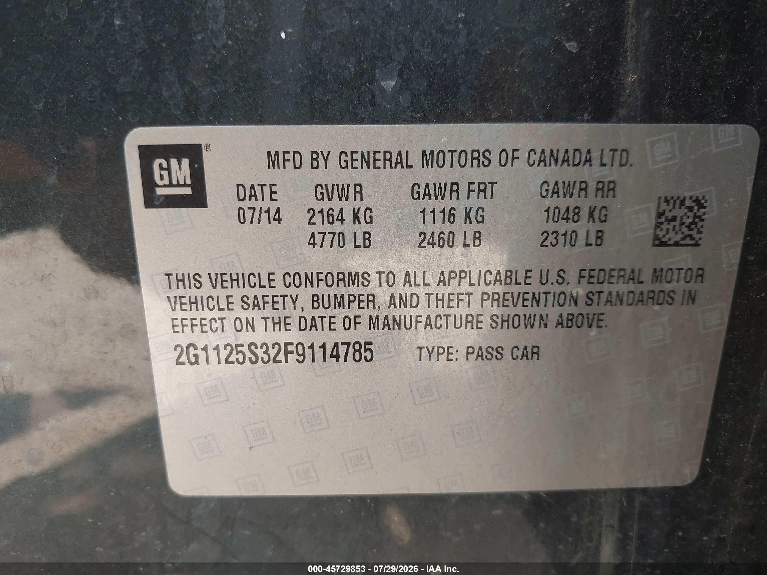 2015 Chevrolet Impala 2lt Gray vin: 2G1125S32F9114785