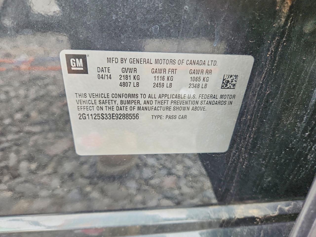 2014 Chevrolet Impala Lt Charcoal vin: 2G1125S33E9288556
