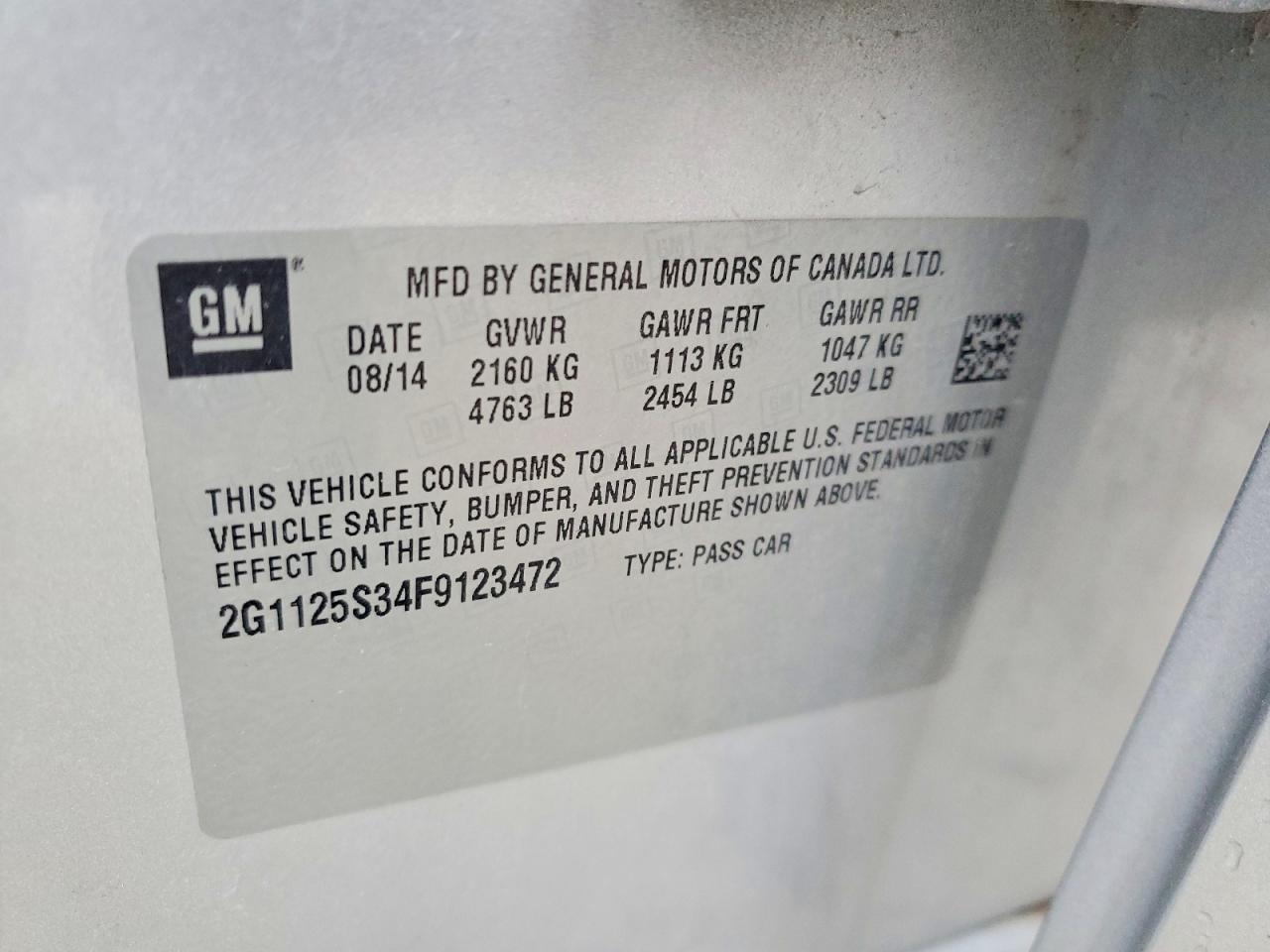 2015 Chevrolet Impala Lt Серебряный vin: 2G1125S34F9123472