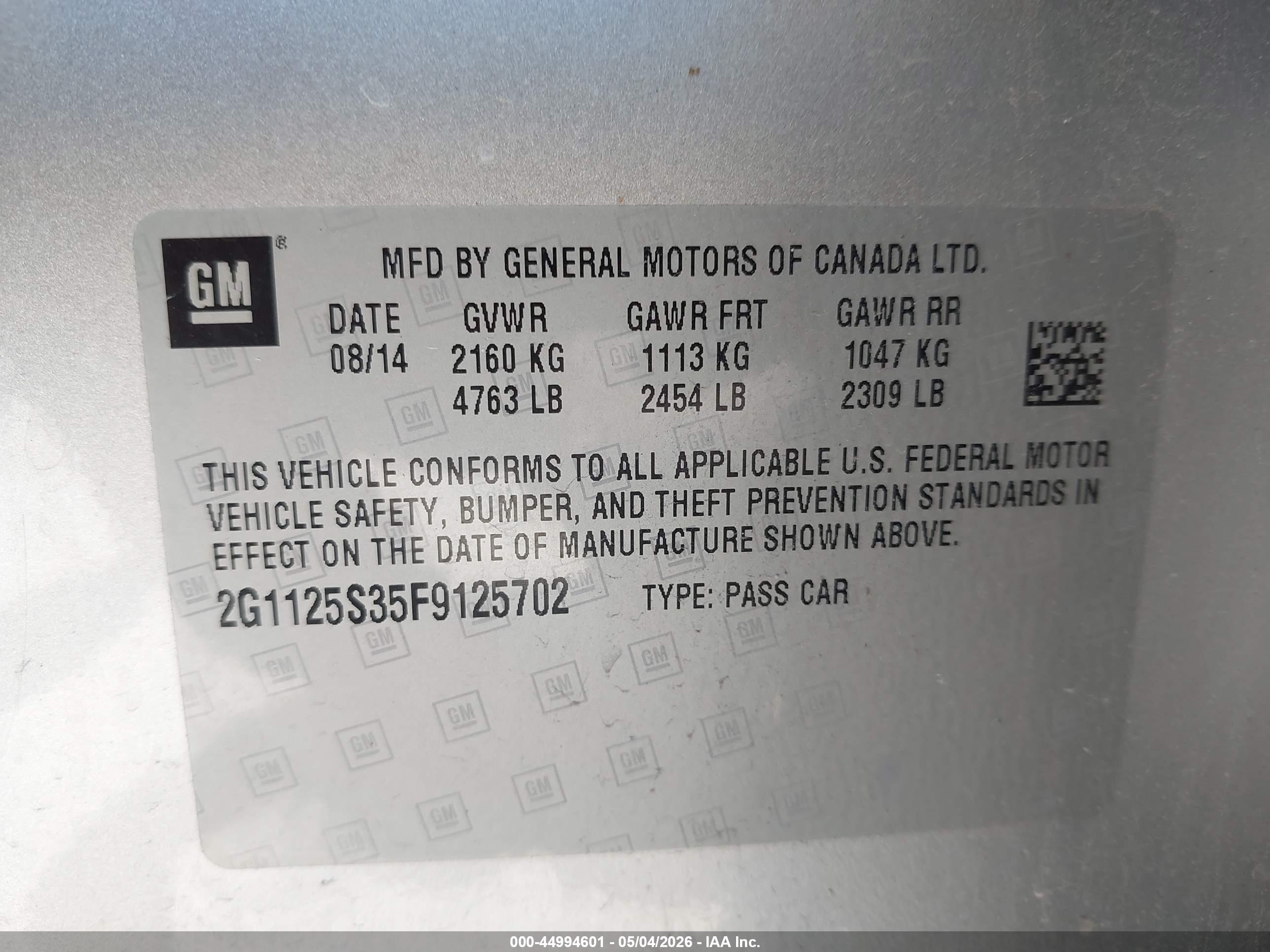 2015 Chevrolet Impala 2lt Silver vin: 2G1125S35F9125702