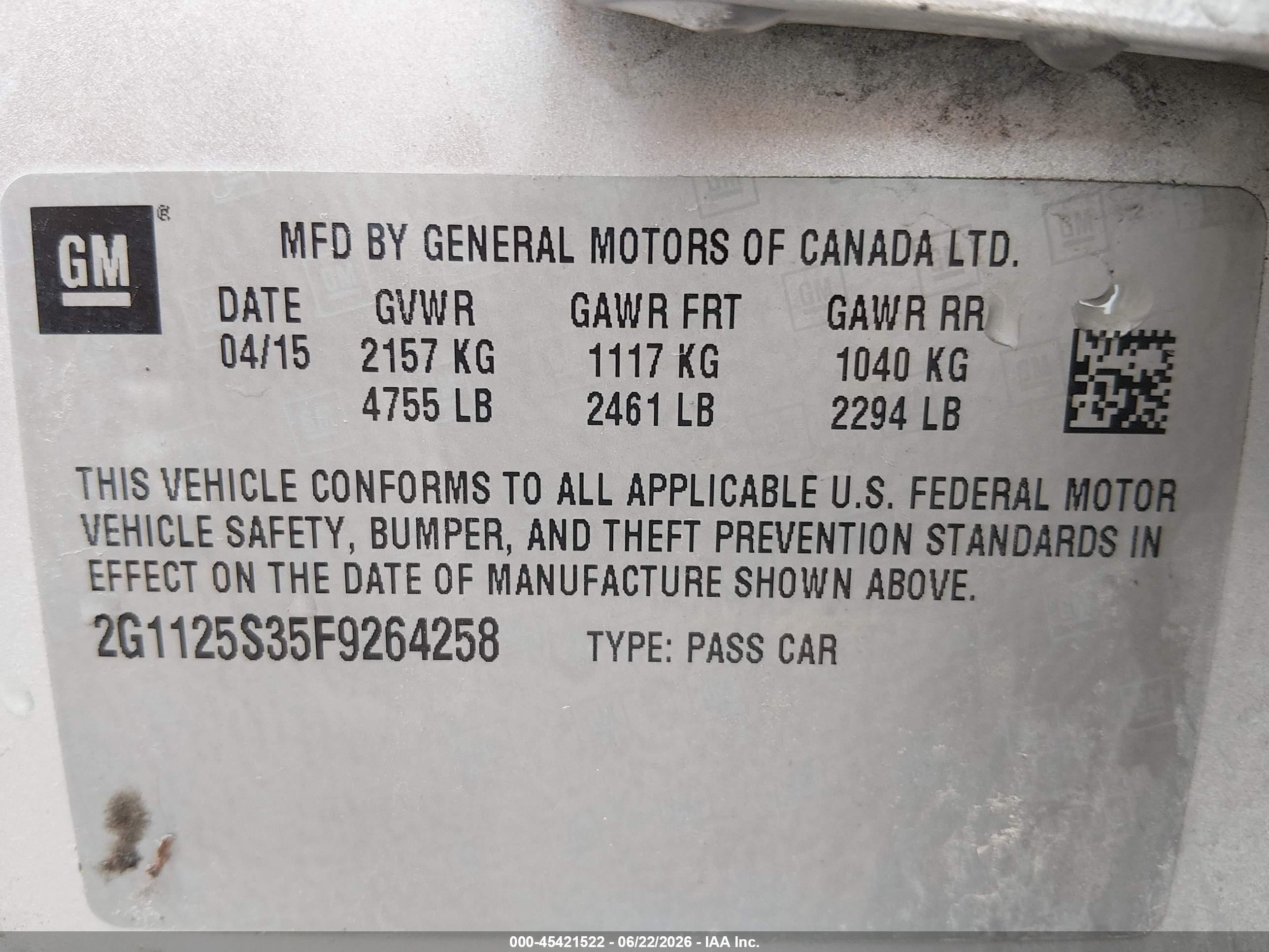 2015 Chevrolet Impala 2lt Silver vin: 2G1125S35F9264258