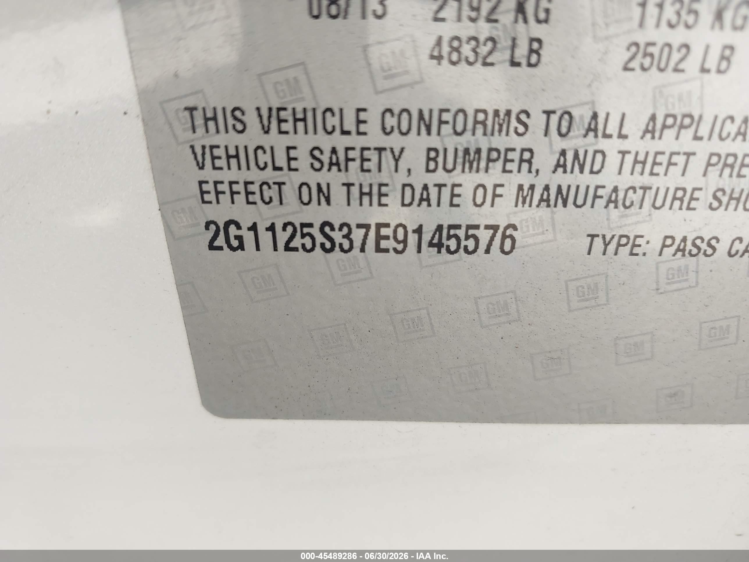 2014 Chevrolet Impala 2lt White vin: 2G1125S37E9145576