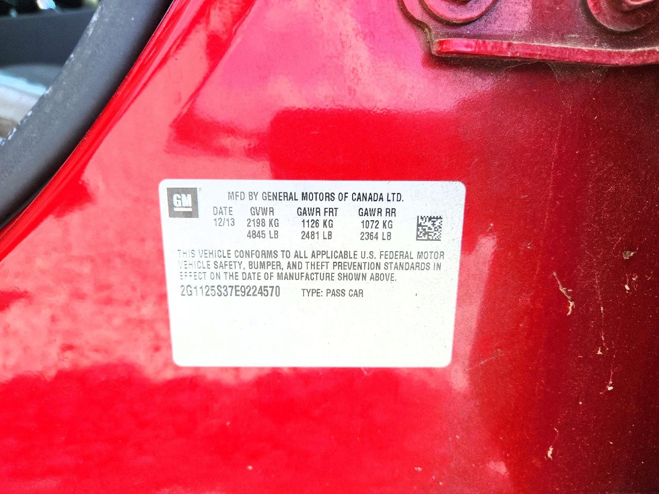 2014 Chevrolet Impala Lt Red vin: 2G1125S37E9224570