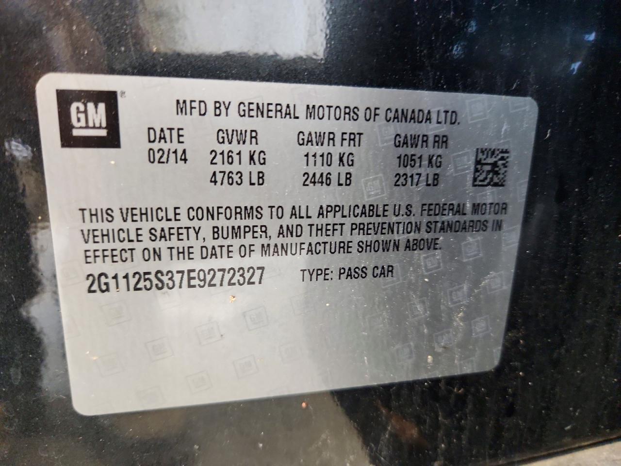 2014 Chevrolet Impala Lt Gray vin: 2G1125S37E9272327
