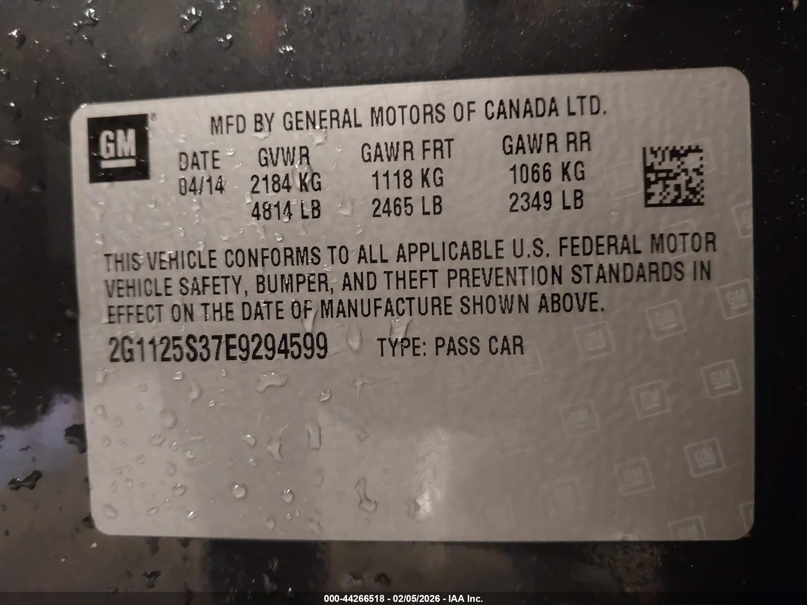 2014 Chevrolet Impala 2lt Gray vin: 2G1125S37E9294599