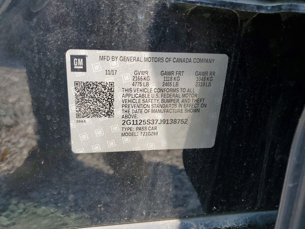 2018 Chevrolet Impala Premier Black vin: 2G1125S37J9138752