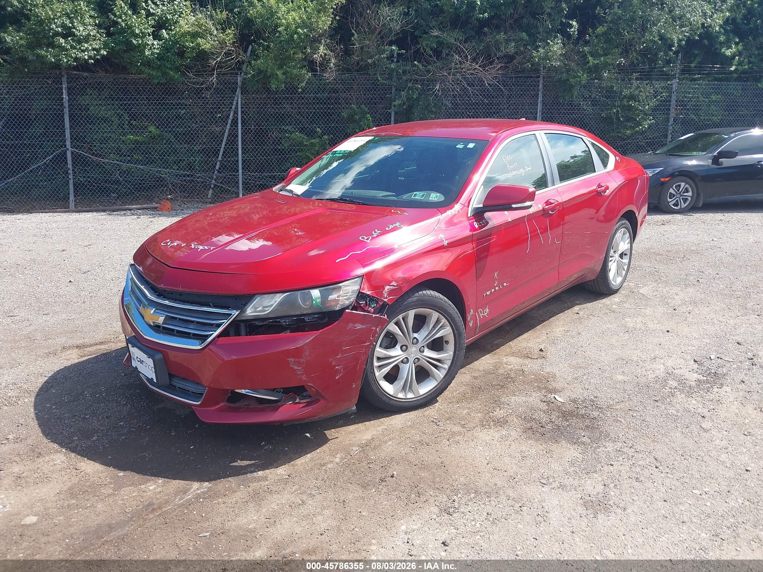 2014 Chevrolet Impala 2lt Red vin: 2G1125S38E9103983