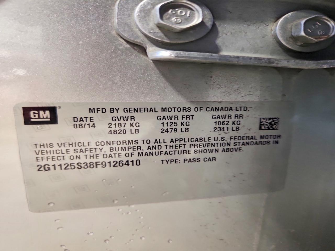 2015 Chevrolet Impala Lt Silver vin: 2G1125S38F9126410