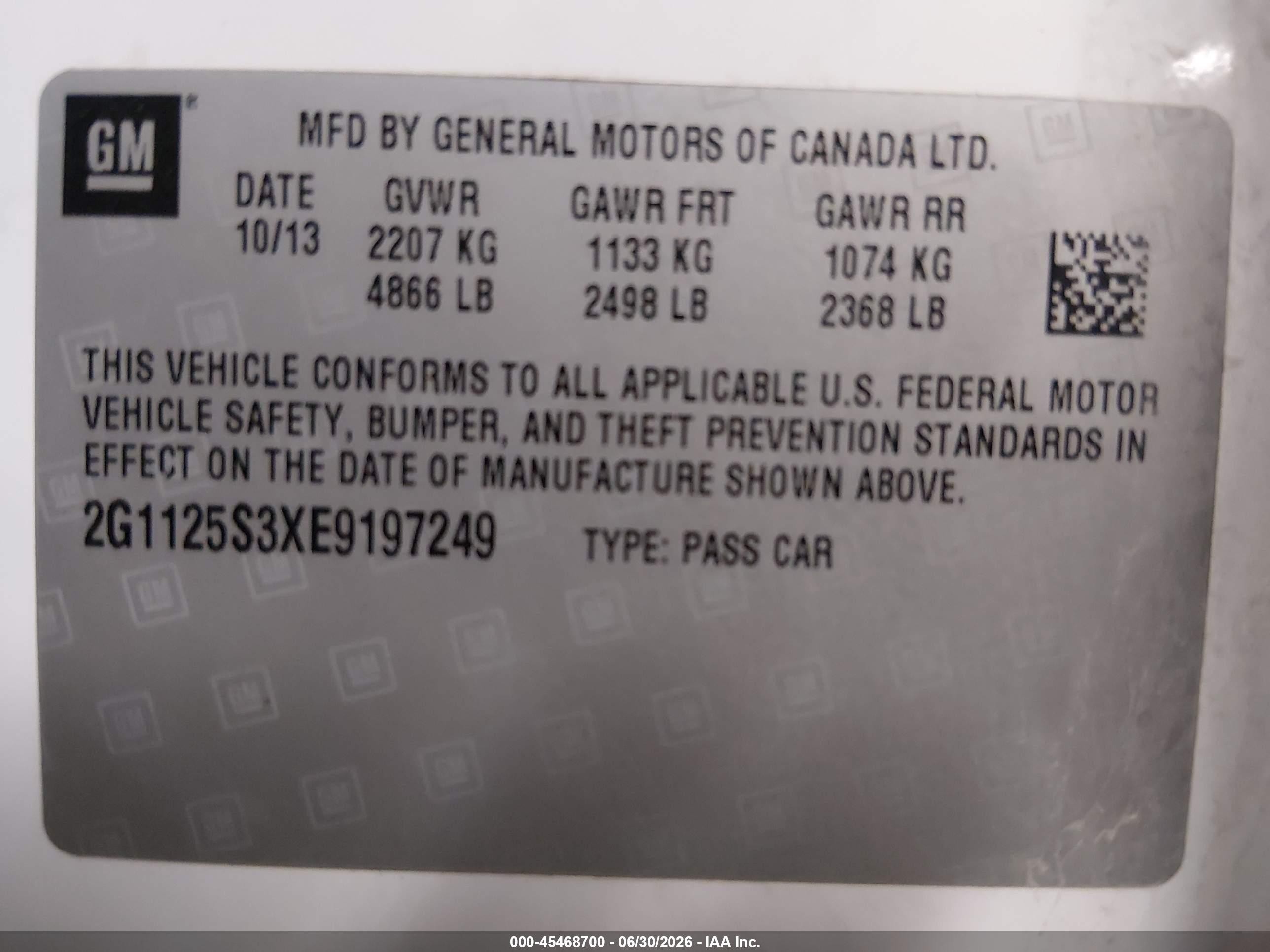 2014 Chevrolet Impala 2lt Белый vin: 2G1125S3XE9197249