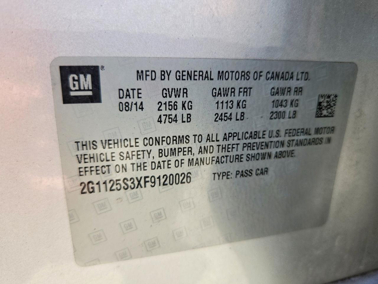 2015 Chevrolet Impala Lt Silver vin: 2G1125S3XF9120026