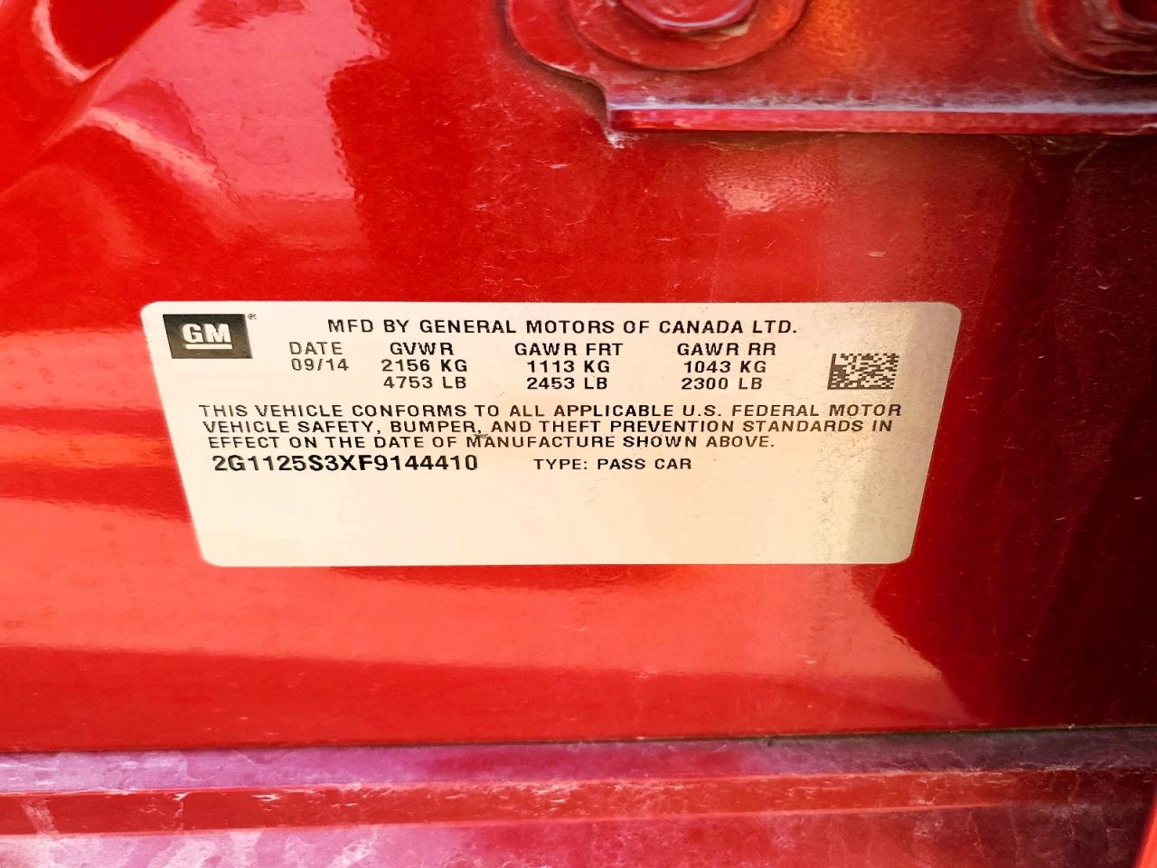 2015 Chevrolet Impala Lt Burgundy vin: 2G1125S3XF9144410