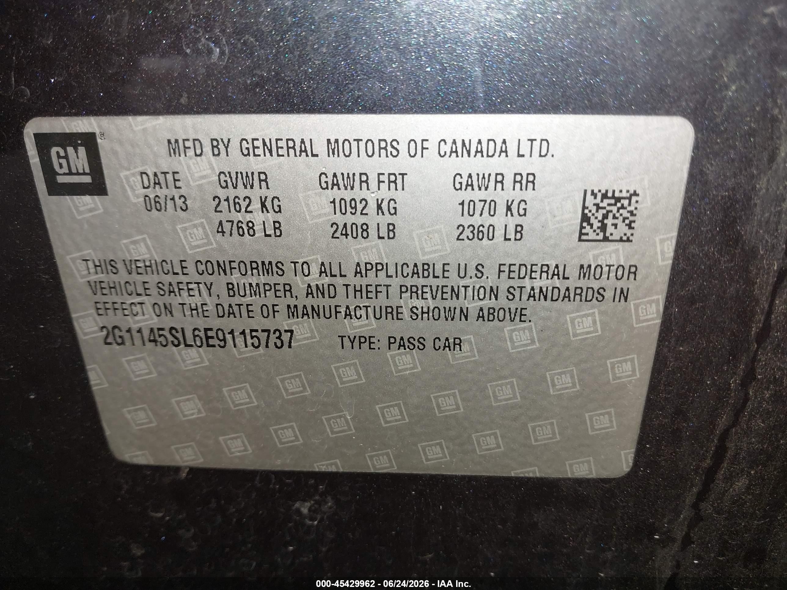 2014 Chevrolet Impala 1lz Dark Blue vin: 2G1145SL6E9115737