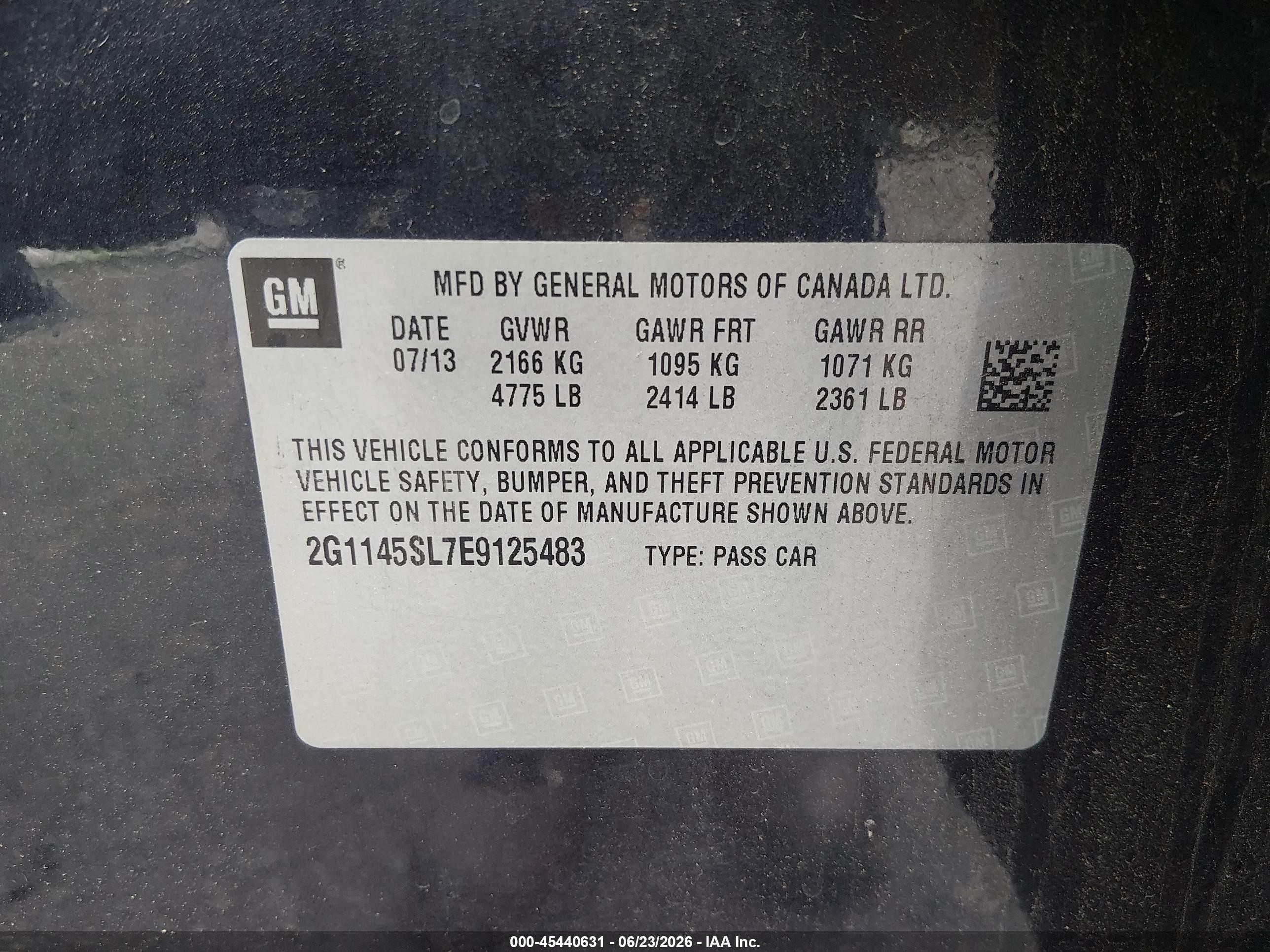 2014 Chevrolet Impala 1lz Blue vin: 2G1145SL7E9125483