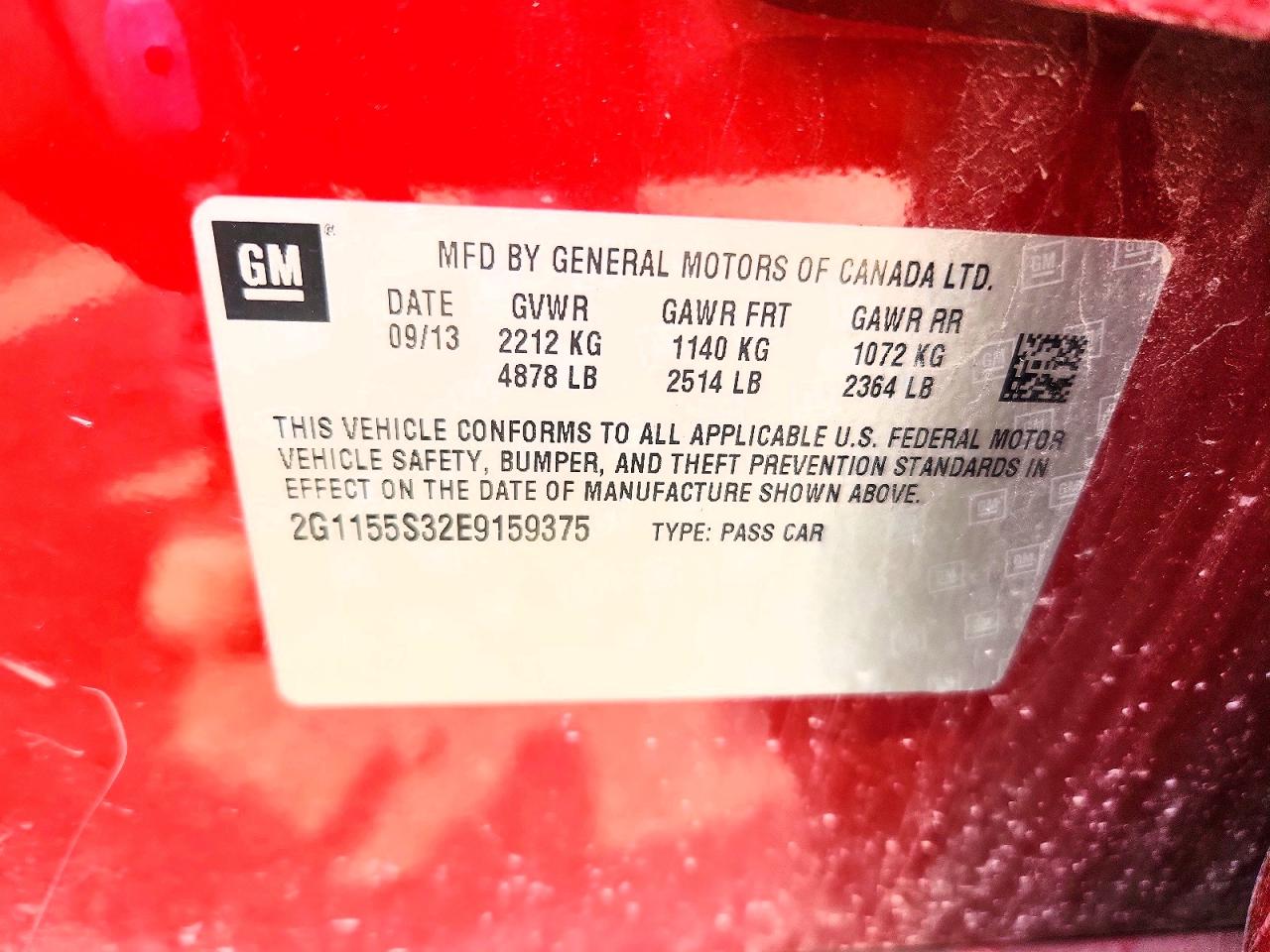 2014 Chevrolet Impala Ltz Red vin: 2G1155S32E9159375