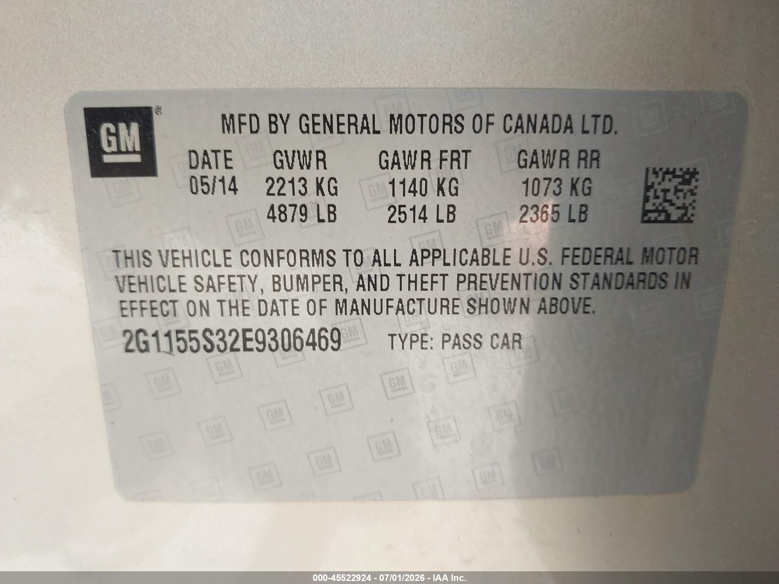 2014 Chevrolet Impala 2lz Beige vin: 2G1155S32E9306469