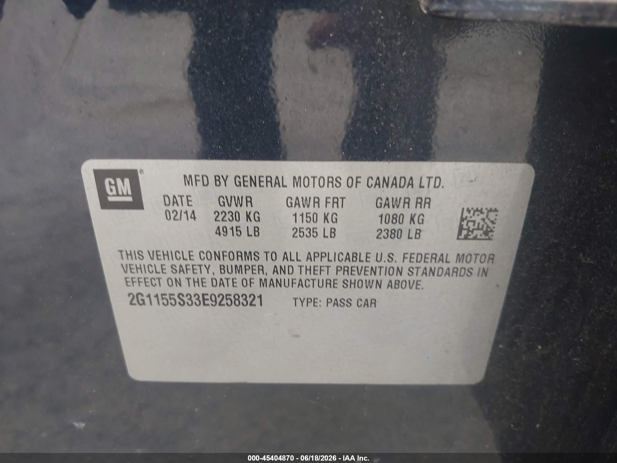 2014 Chevrolet Impala 2lz Dark Blue vin: 2G1155S33E9258321