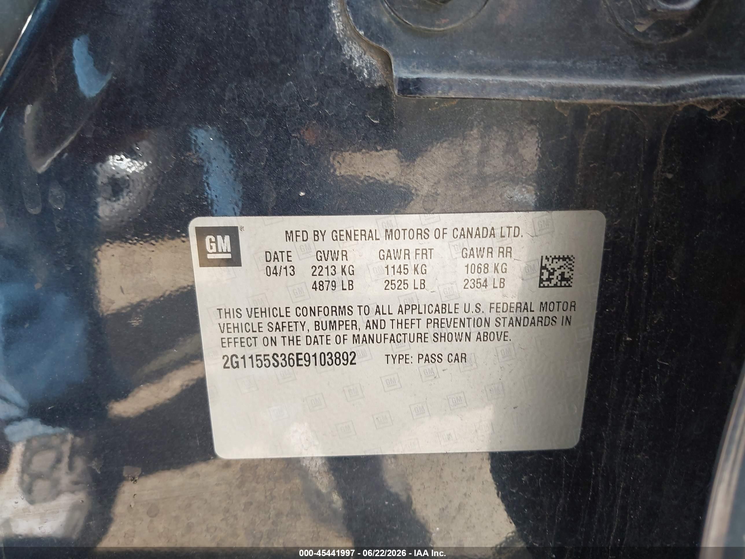 2014 Chevrolet Impala 2lz Синий vin: 2G1155S36E9103892