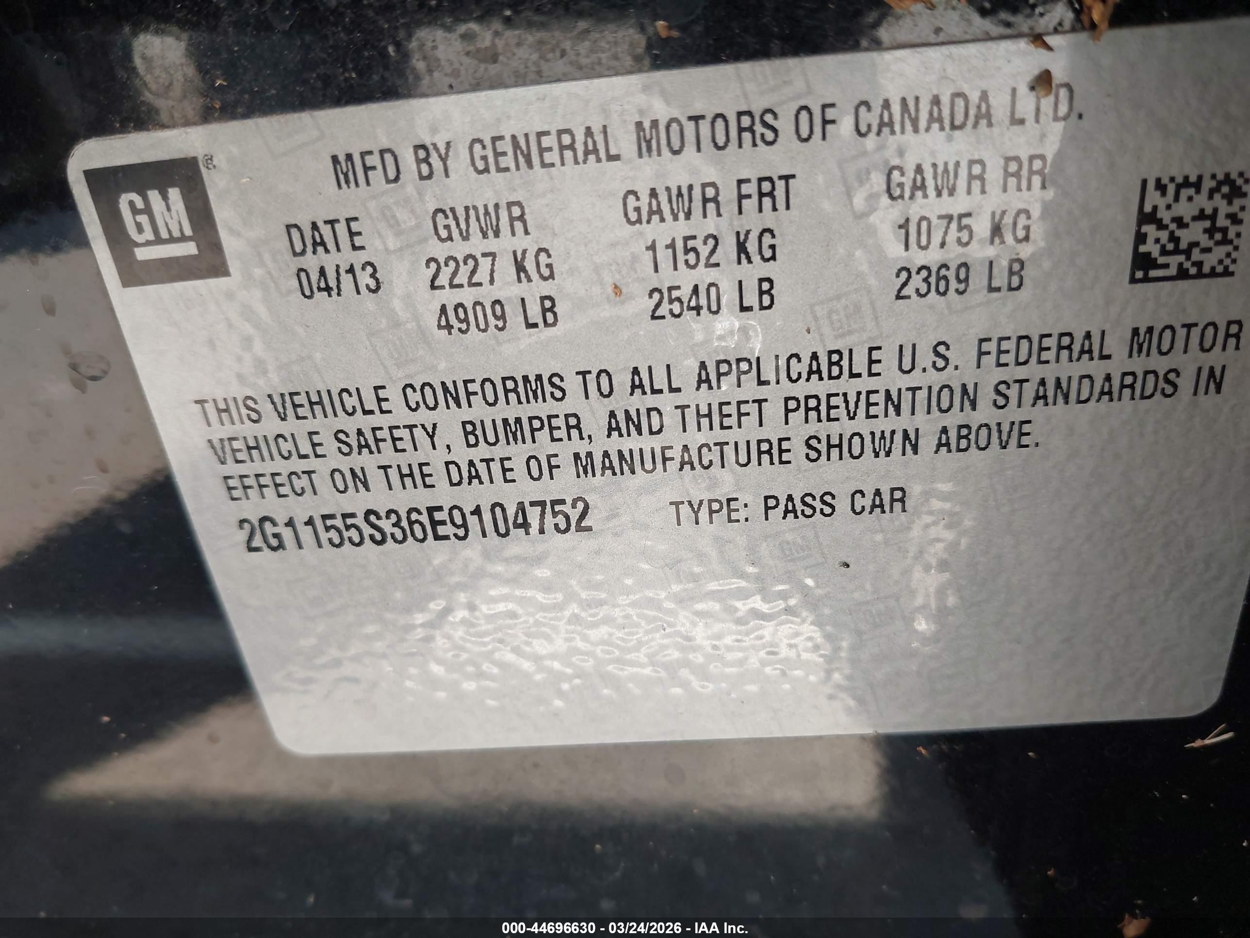 2014 Chevrolet Impala 2lz Черный vin: 2G1155S36E9104752