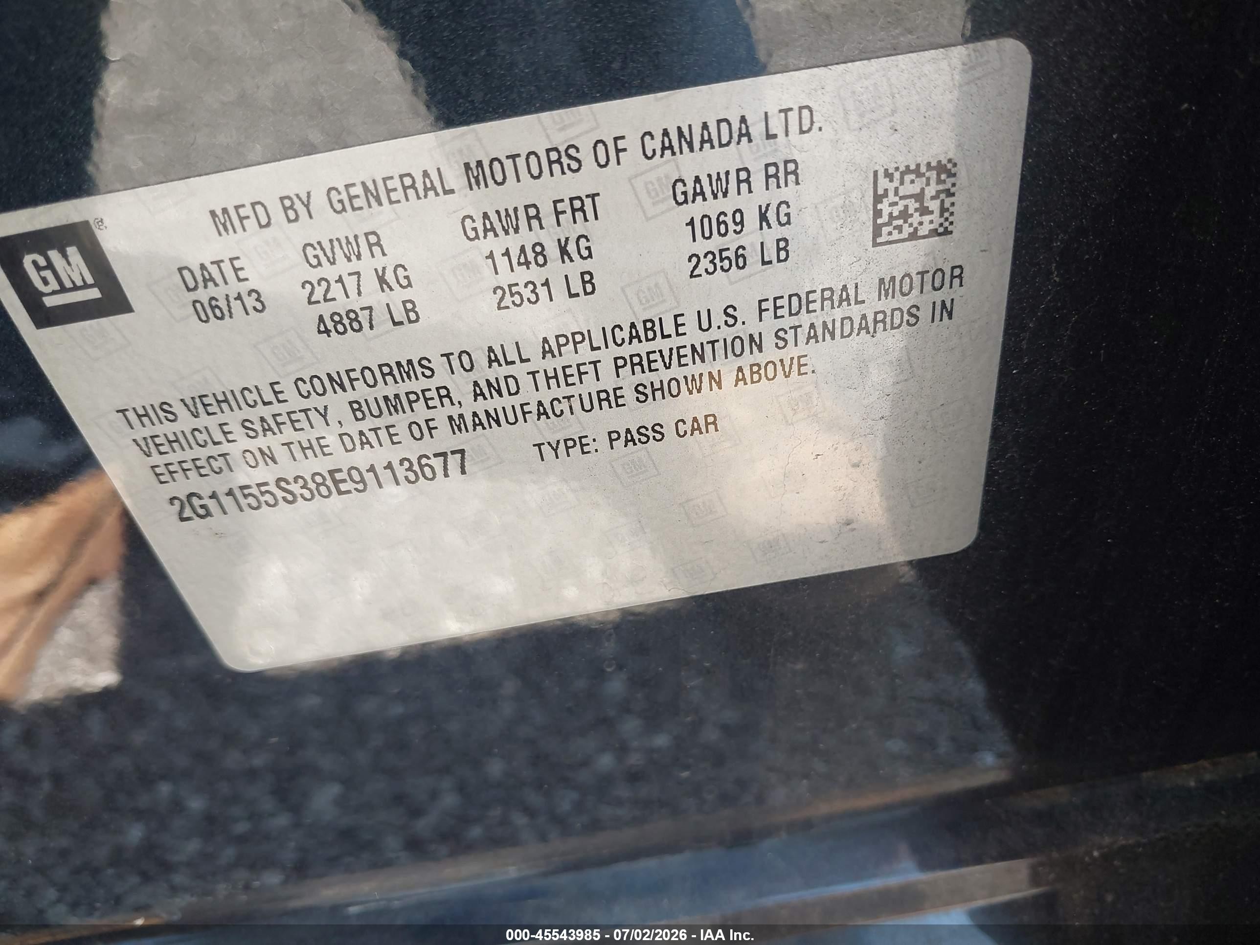 2014 Chevrolet Impala 2lz Dark Blue vin: 2G1155S38E9113677