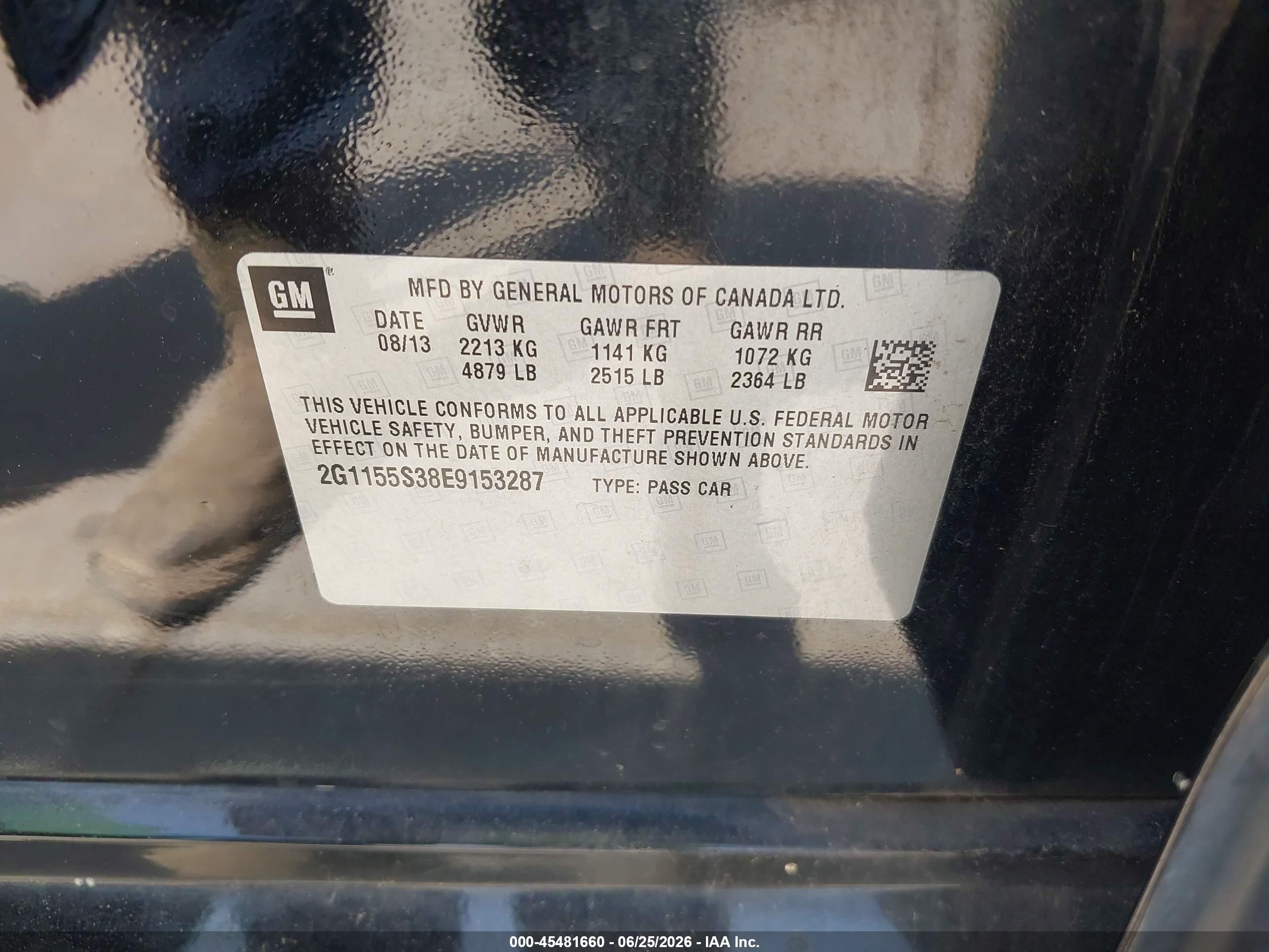 2014 Chevrolet Impala 2lz Black vin: 2G1155S38E9153287