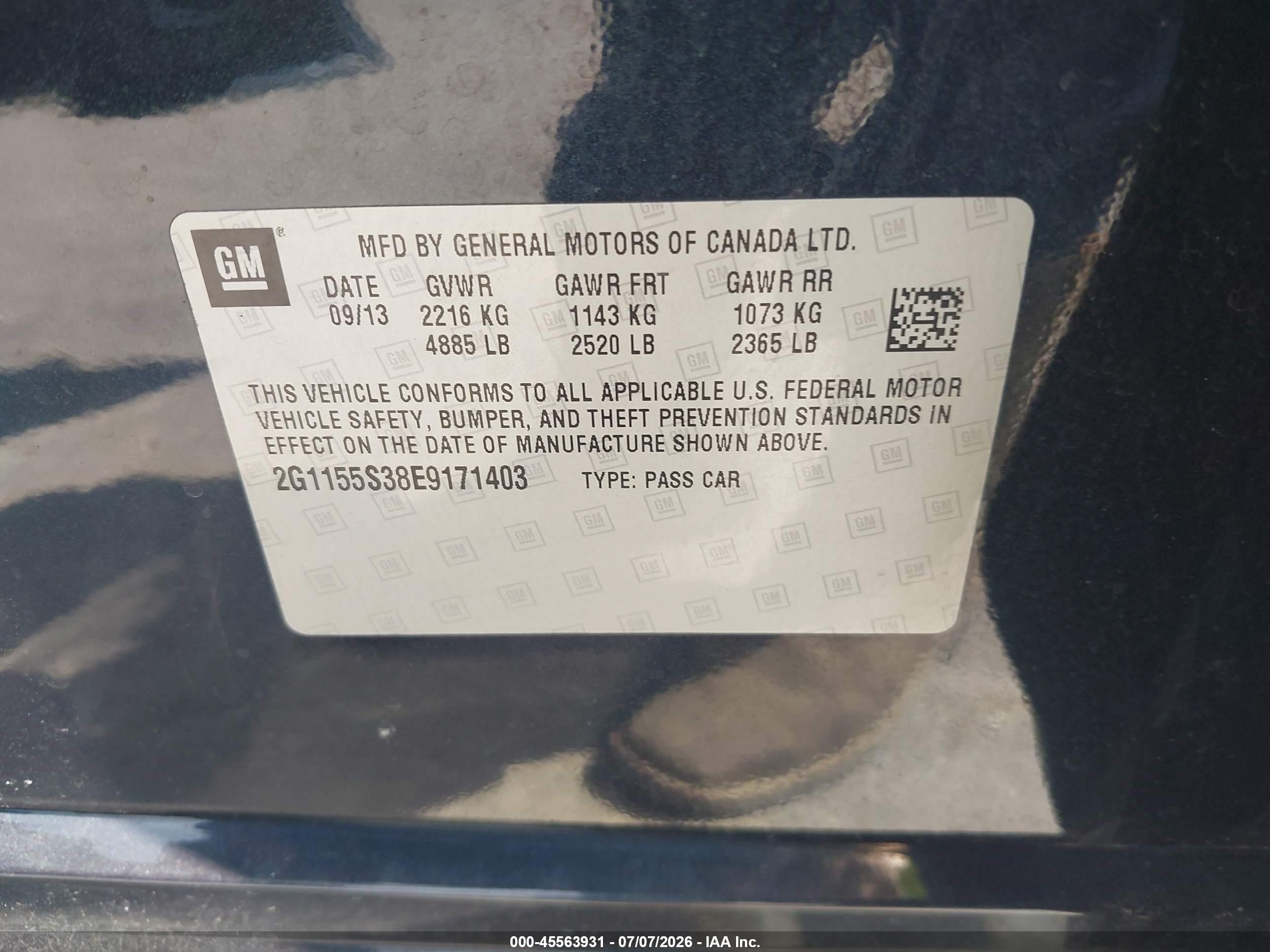 2014 Chevrolet Impala 2lz Gray vin: 2G1155S38E9171403