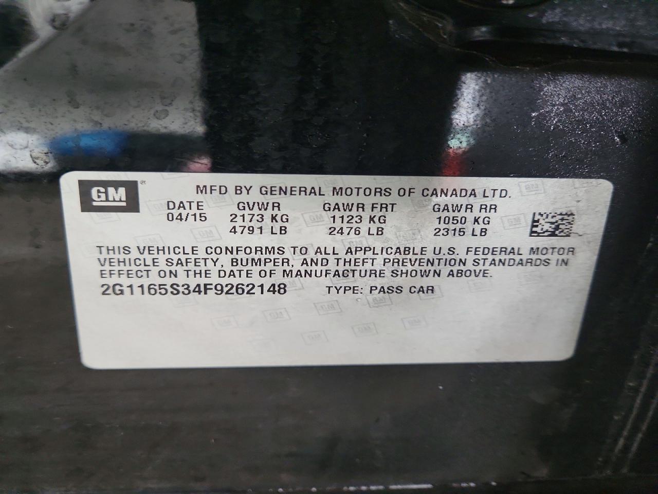 2015 Chevrolet Impala Ltz Black vin: 2G1165S34F9262148