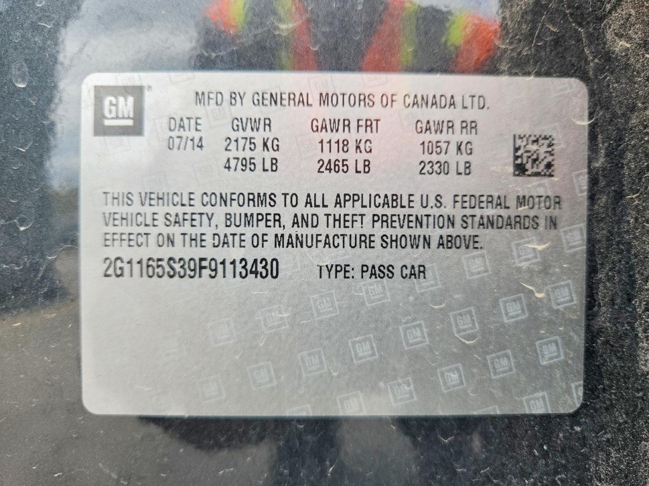 2015 Chevrolet Impala Ltz Charcoal vin: 2G1165S39F9113430