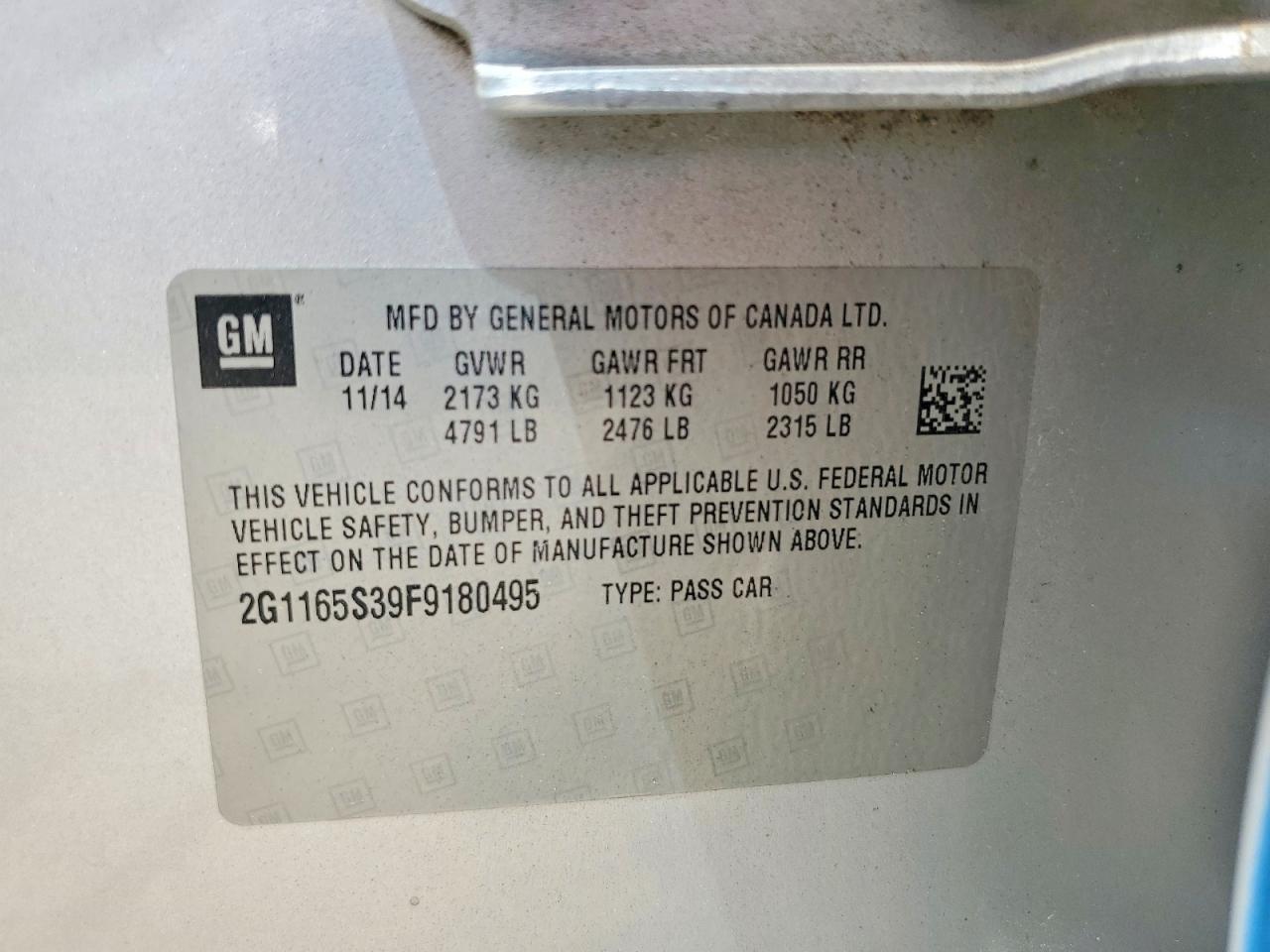 2015 Chevrolet Impala Ltz Синий vin: 2G1165S39F9180495