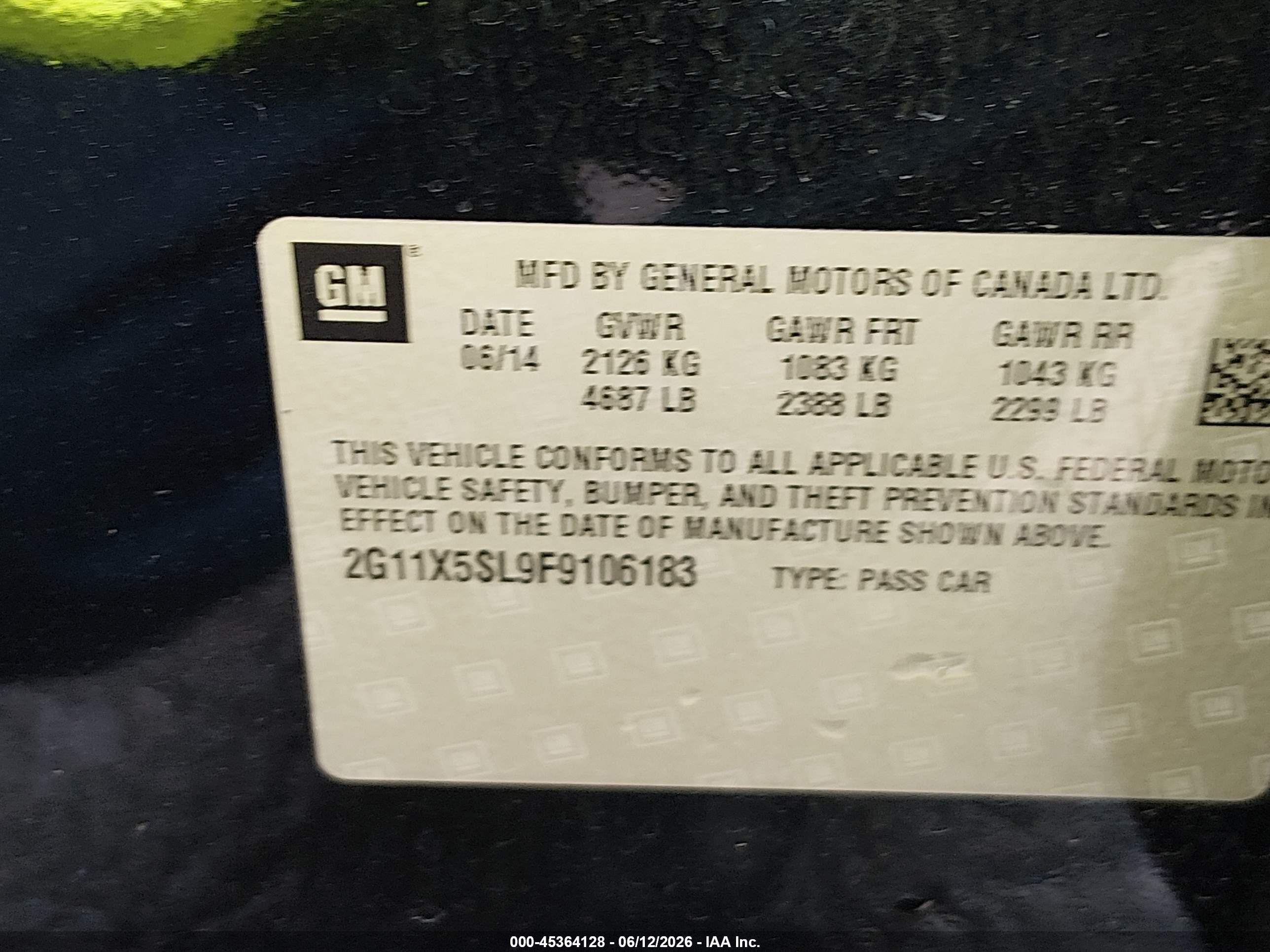2015 Chevrolet Impala 1fl Black vin: 2G11X5SL9F9106183