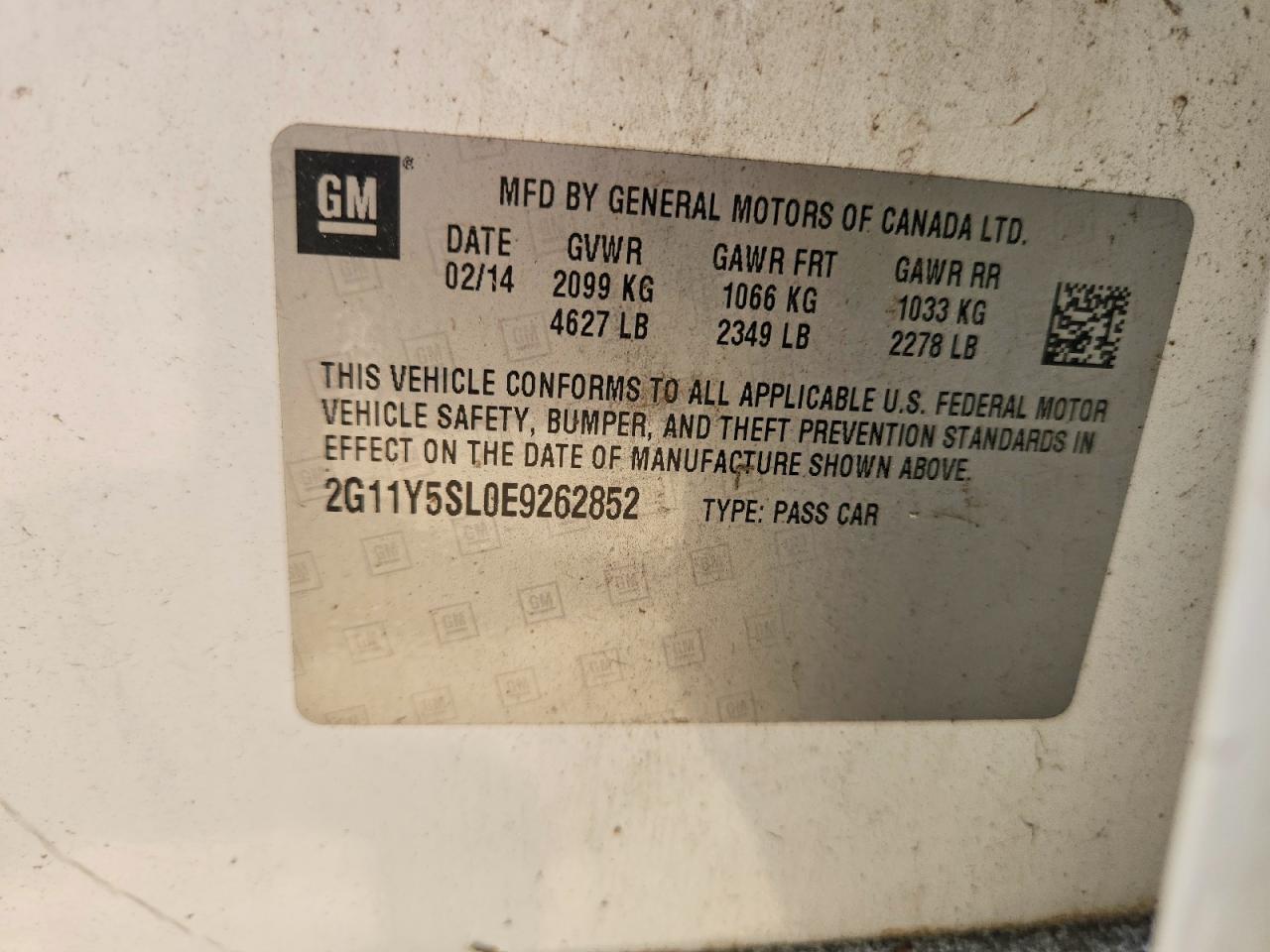 2014 Chevrolet Impala Ls White vin: 2G11Y5SL0E9262852