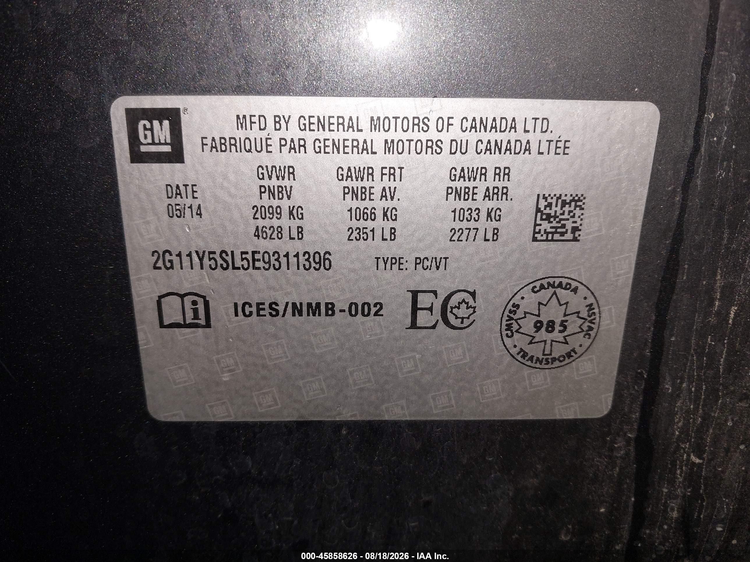 2014 Chevrolet Impala 1ls Gray vin: 2G11Y5SL5E9311396