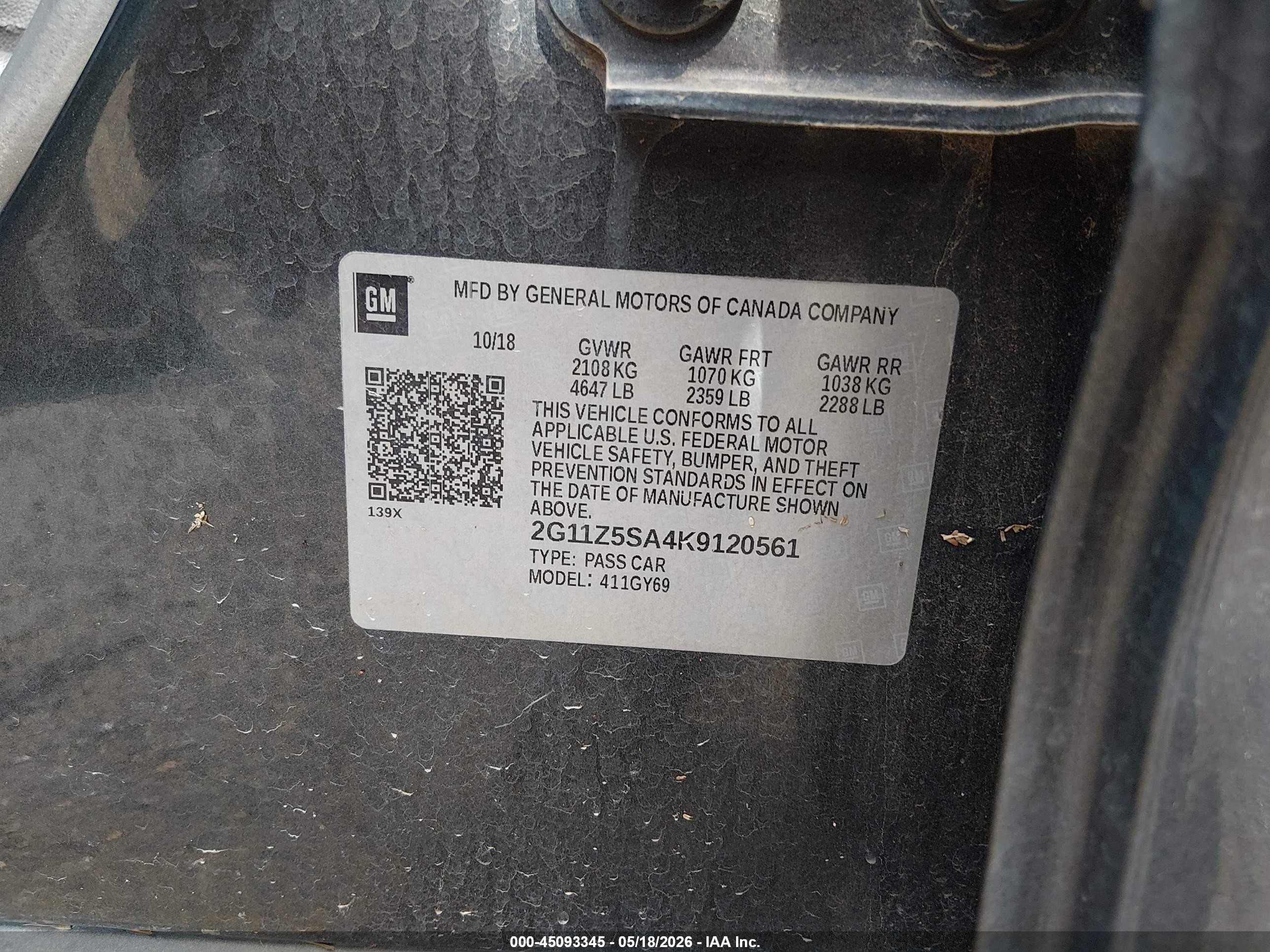 2019 Chevrolet Impala Lt Gray vin: 2G11Z5SA4K9120561
