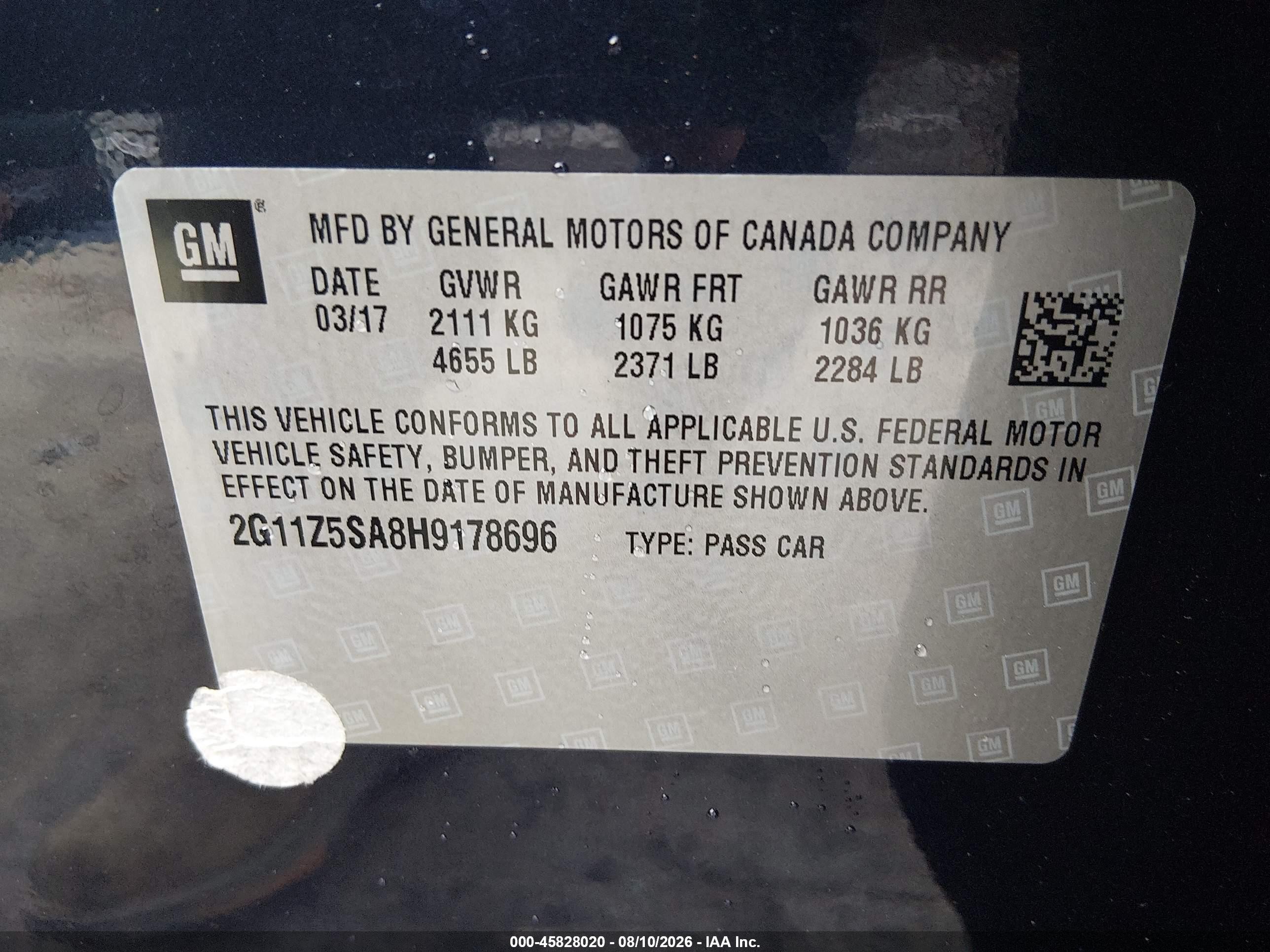 2017 Chevrolet Impala Ls Blue vin: 2G11Z5SA8H9178696