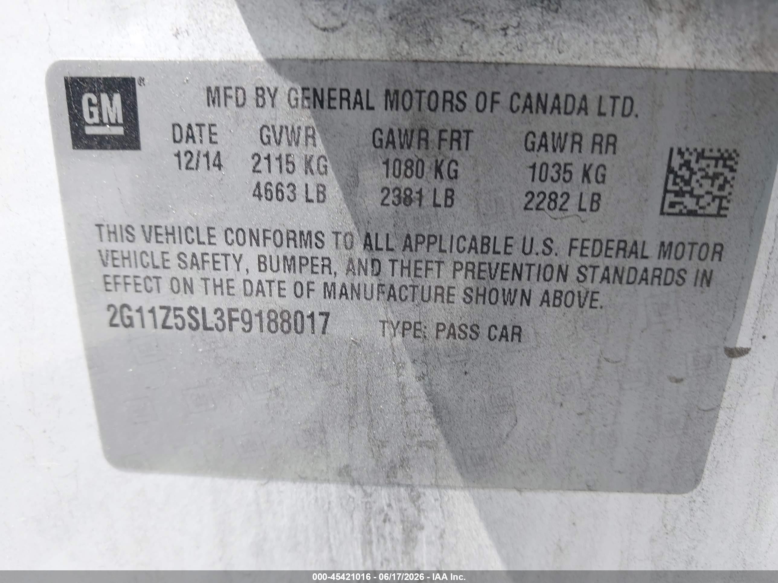 2015 Chevrolet Impala Ls Белый vin: 2G11Z5SL3F9188017