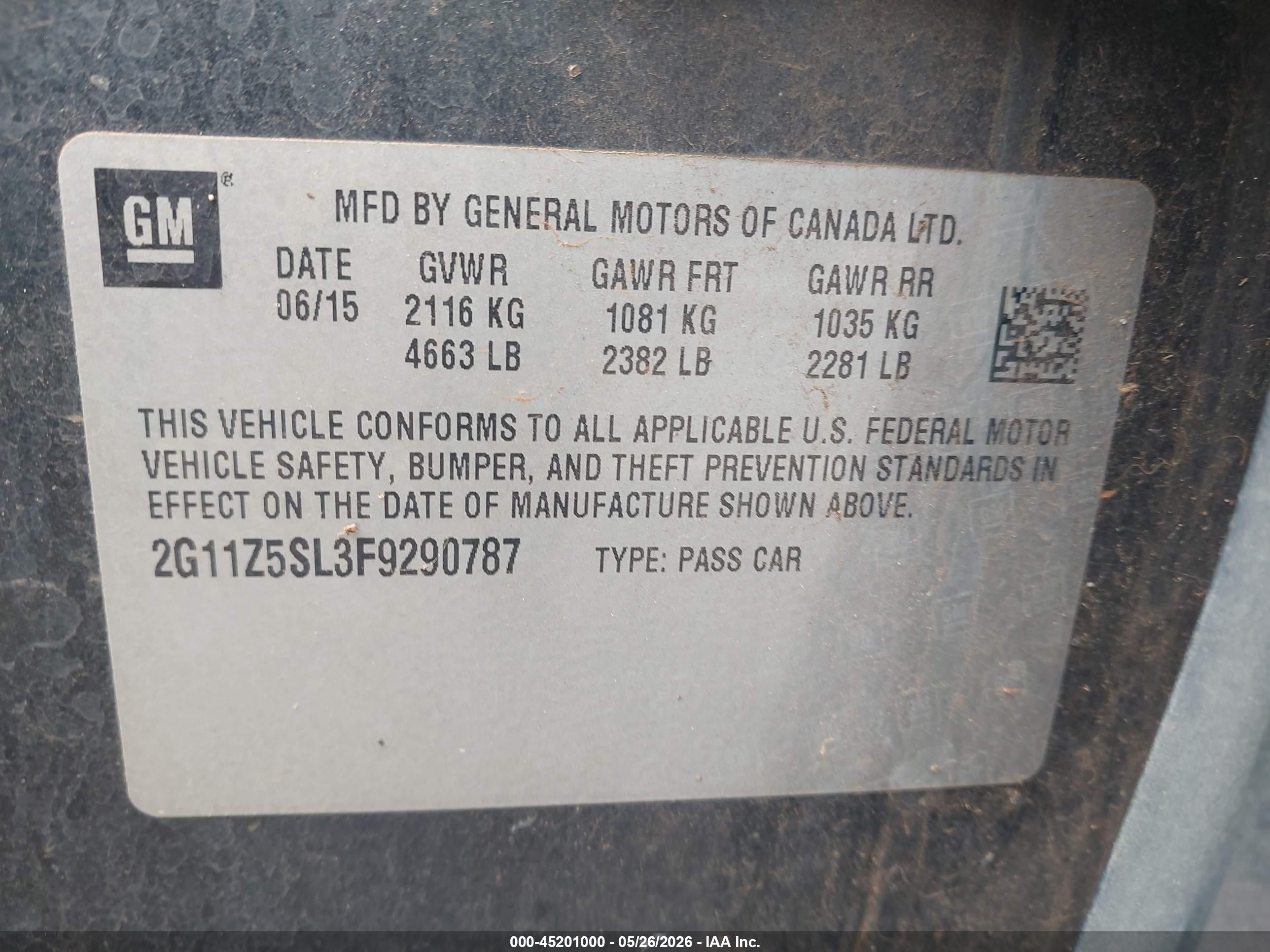 2015 Chevrolet Impala Ls Серый vin: 2G11Z5SL3F9290787