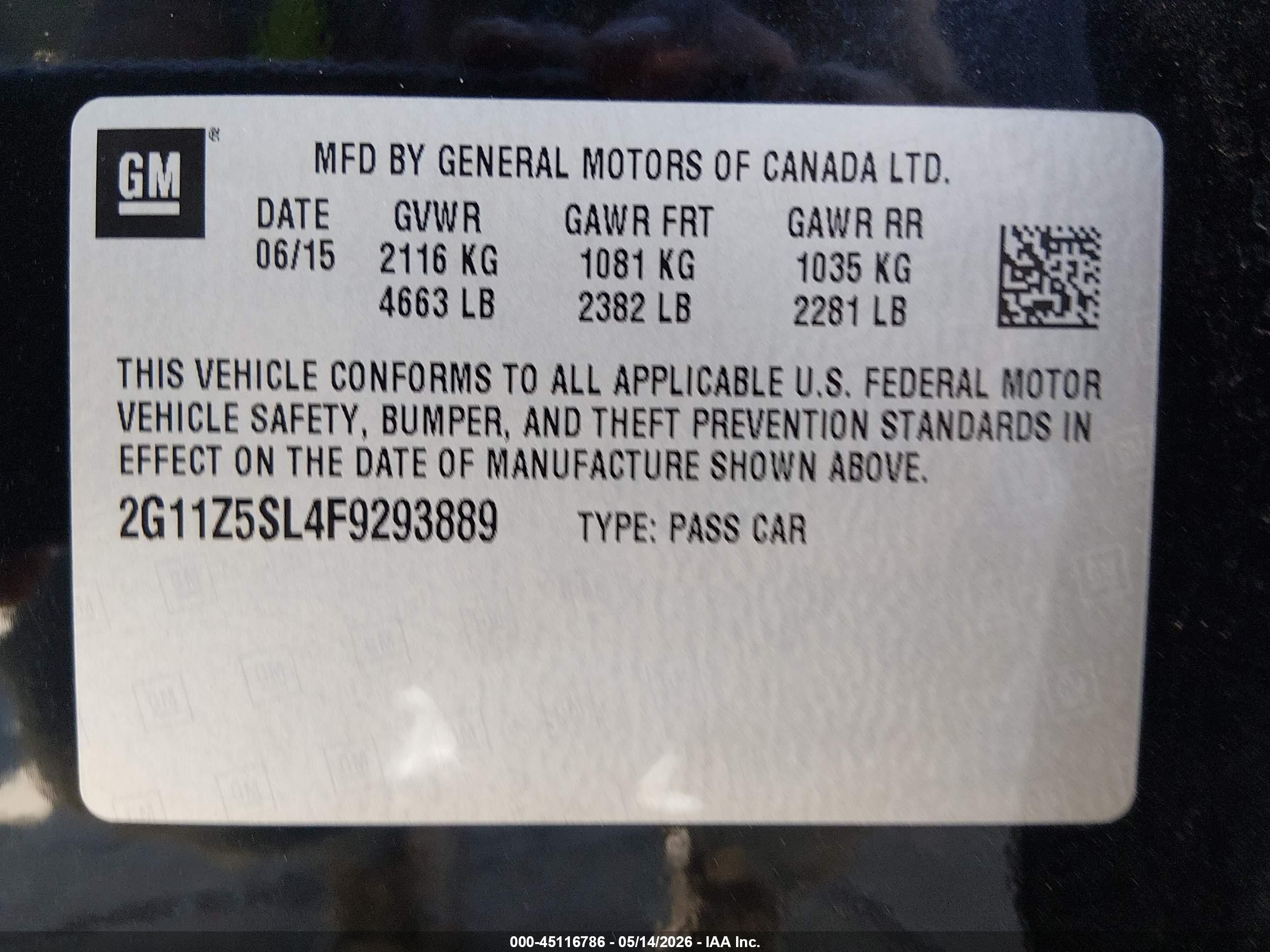 2015 Chevrolet Impala Ls Black vin: 2G11Z5SL4F9293889