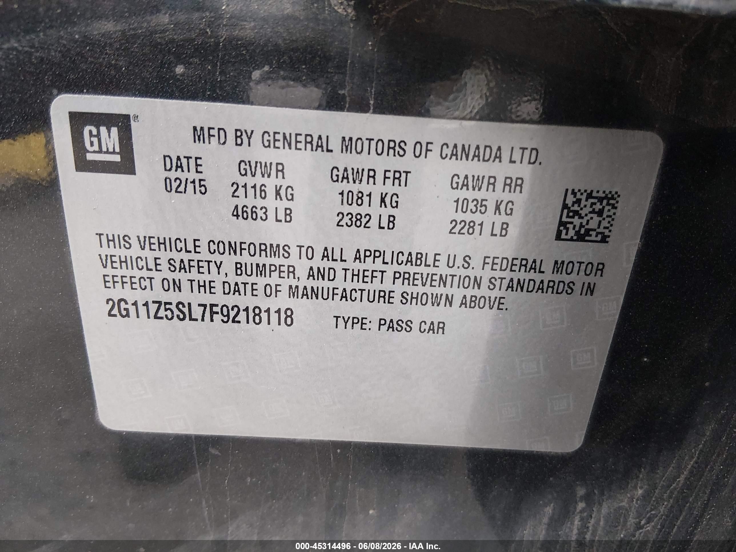 2015 Chevrolet Impala Ls Gray vin: 2G11Z5SL7F9218118