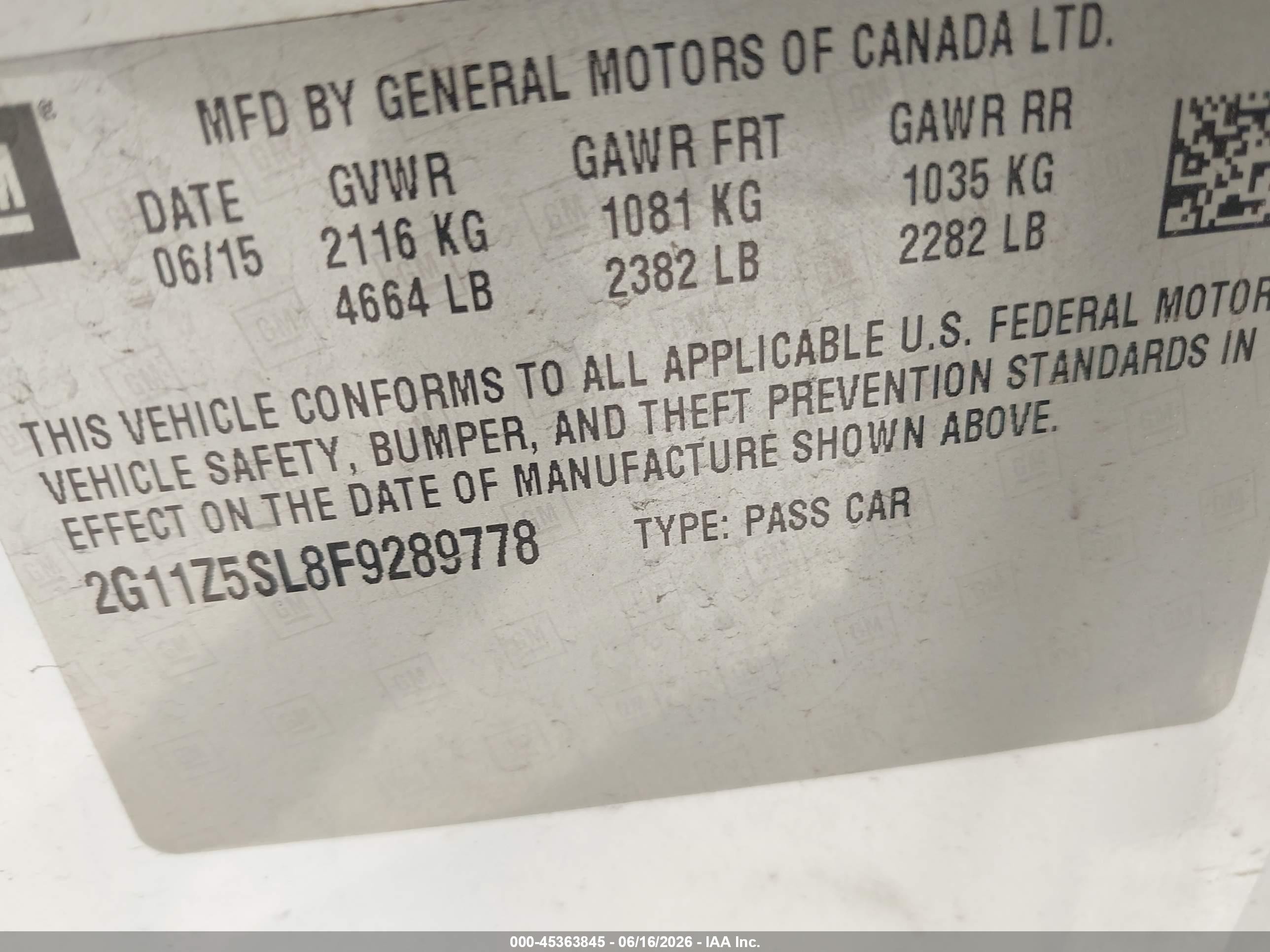 2015 Chevrolet Impala Ls White vin: 2G11Z5SL8F9289778
