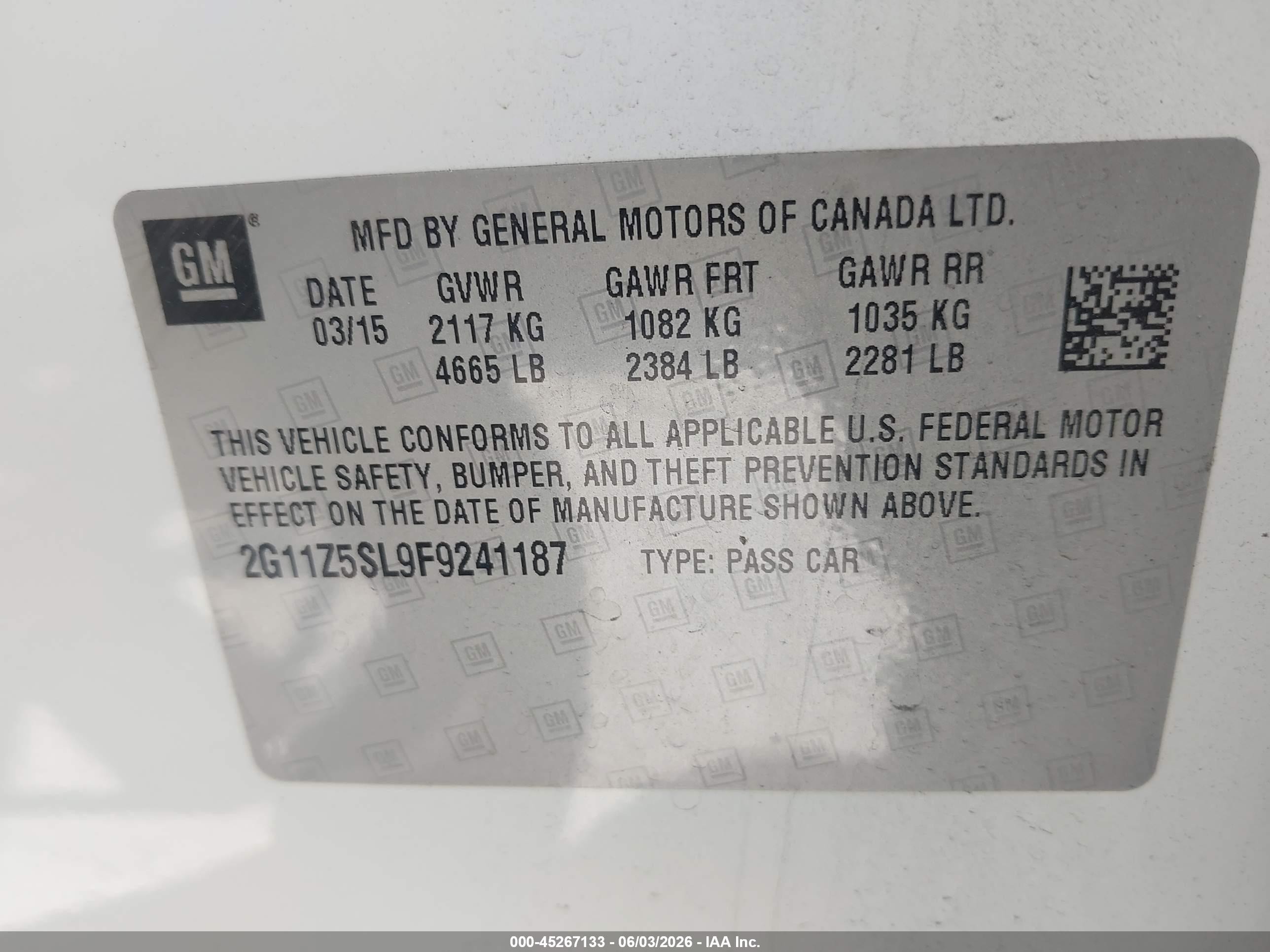 2015 Chevrolet Impala Ls White vin: 2G11Z5SL9F9241187