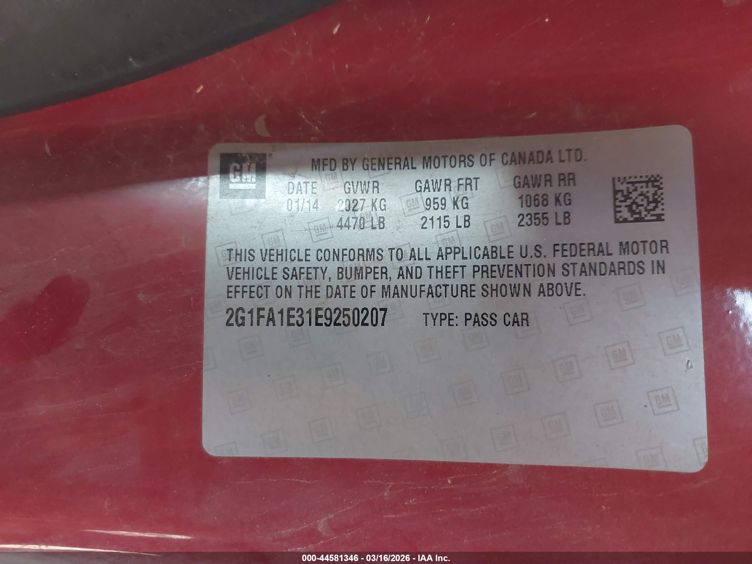 2014 Chevrolet Camaro 2ls Красный vin: 2G1FA1E31E9250207