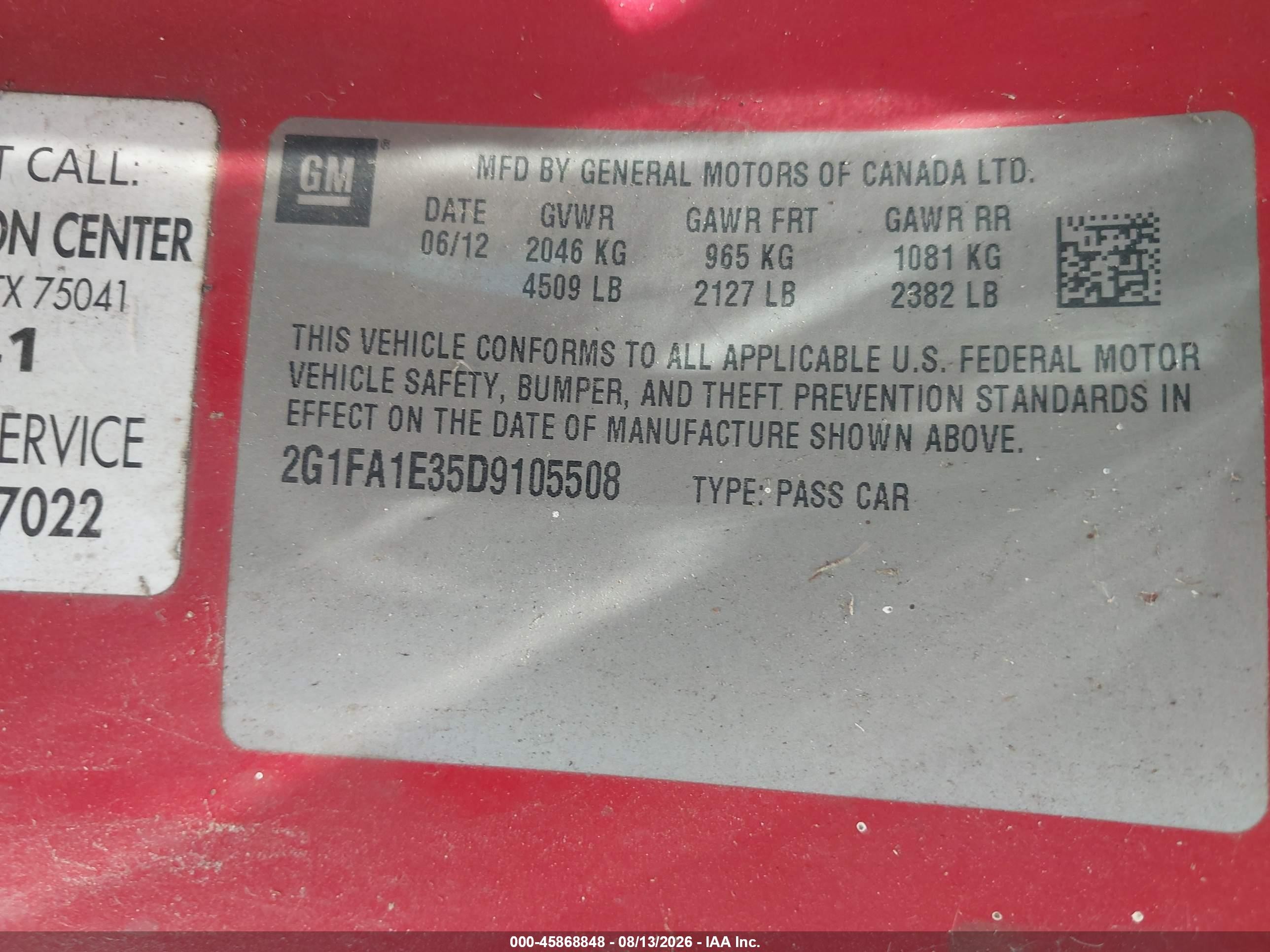 2013 Chevrolet Camaro 2ls Red vin: 2G1FA1E35D9105508