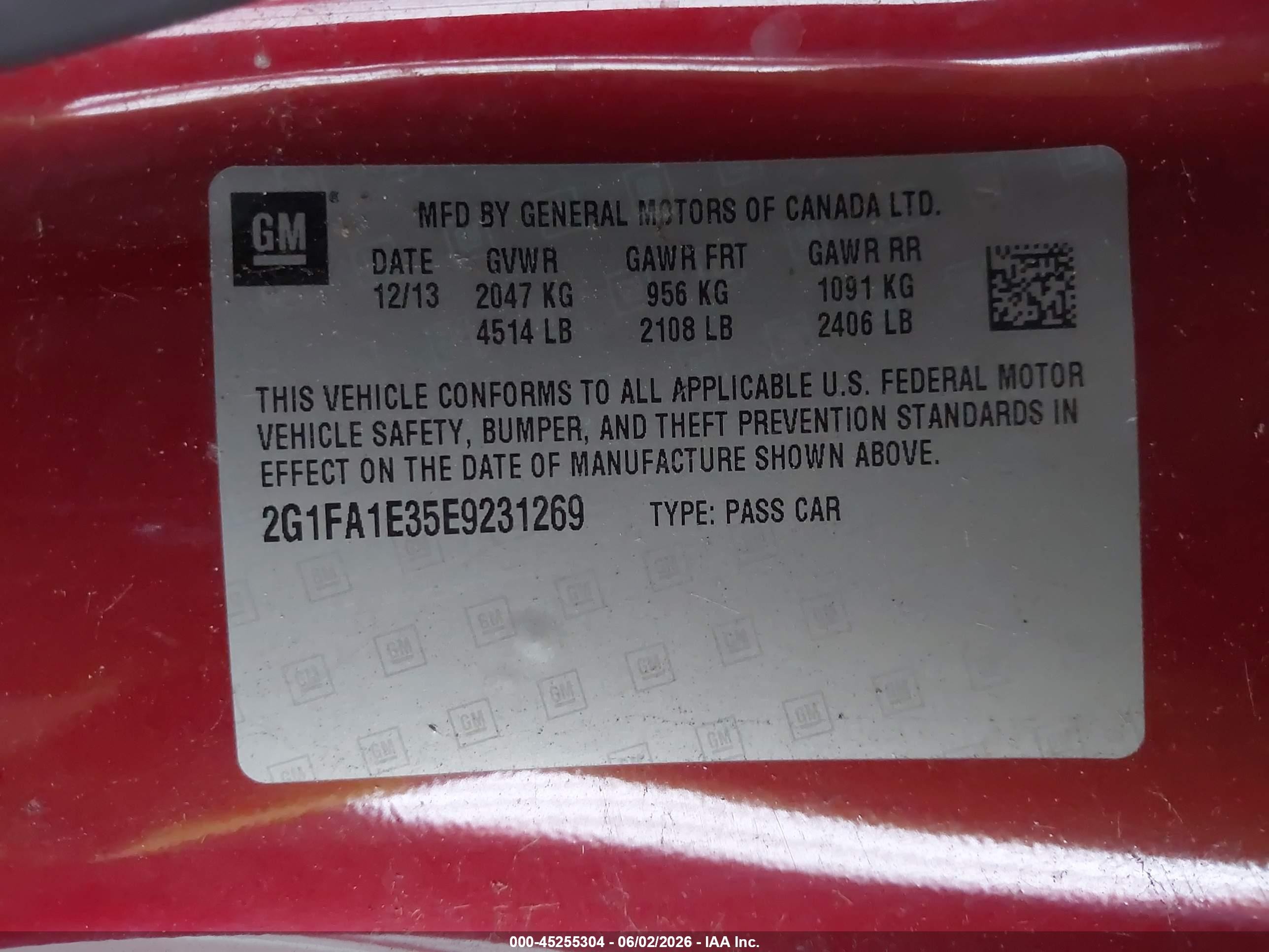 2014 Chevrolet Camaro 2ls Red vin: 2G1FA1E35E9231269