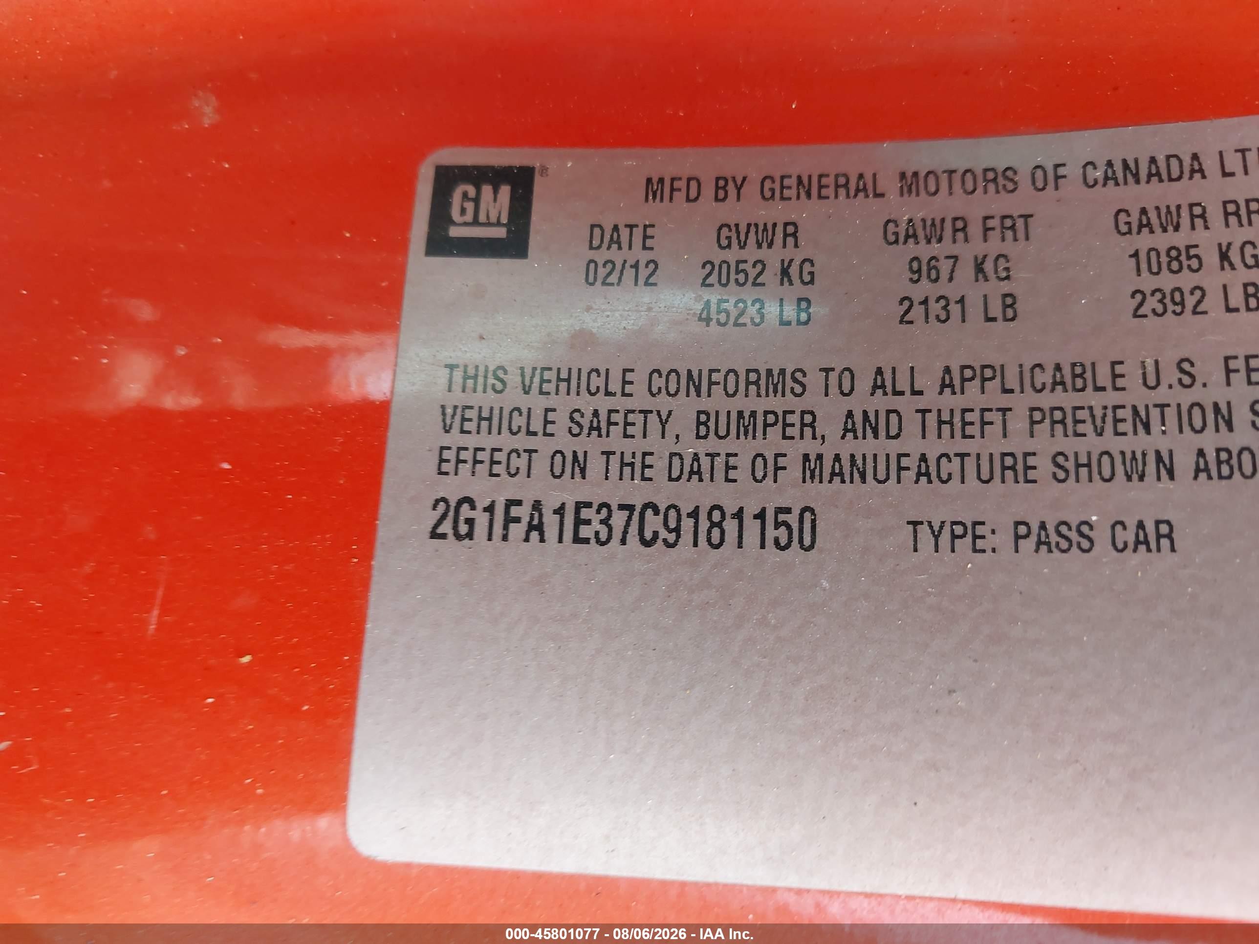 2012 Chevrolet Camaro 2ls Orange vin: 2G1FA1E37C9181150