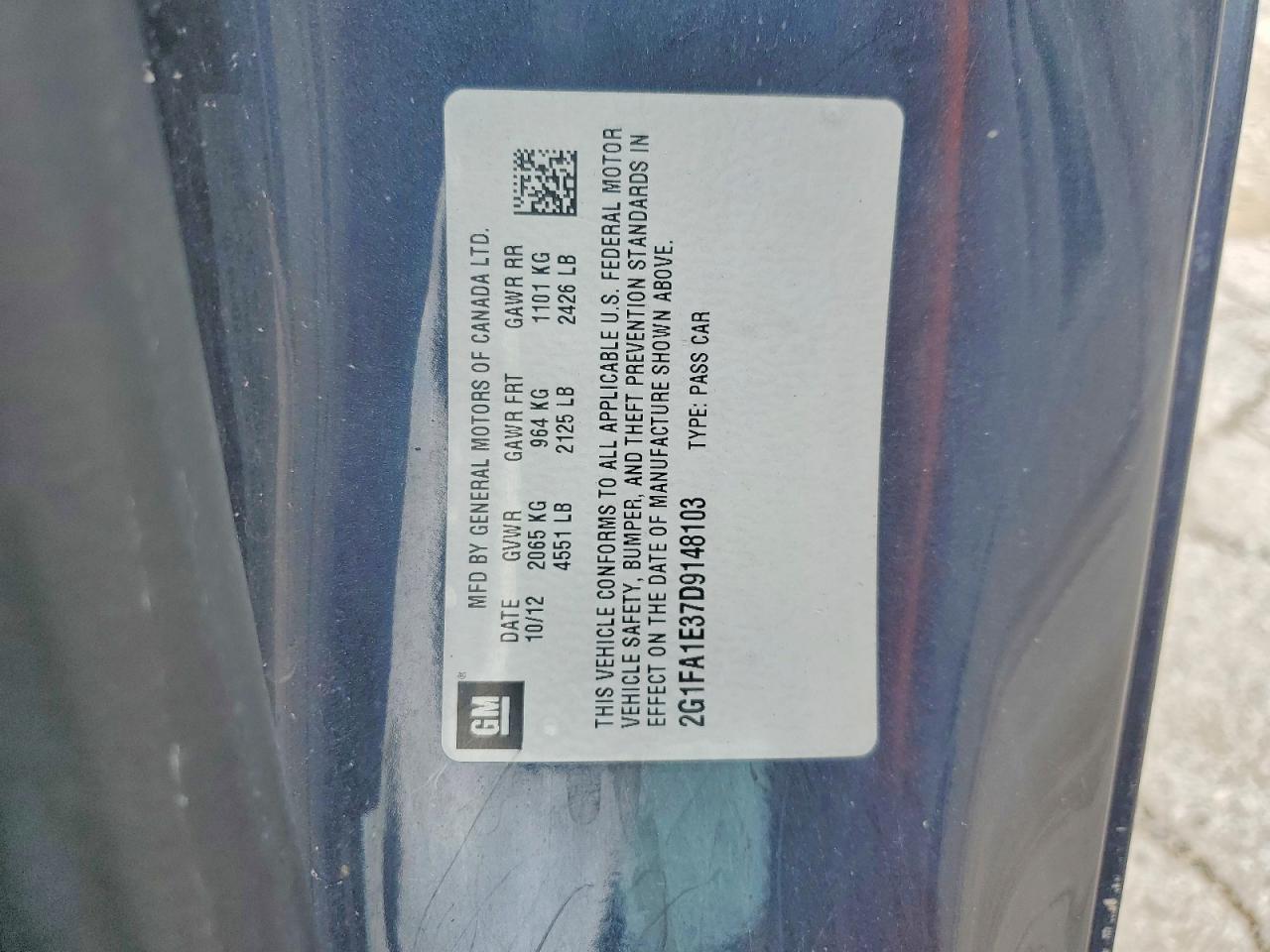 2013 Chevrolet Camaro Ls Blue vin: 2G1FA1E37D9148103