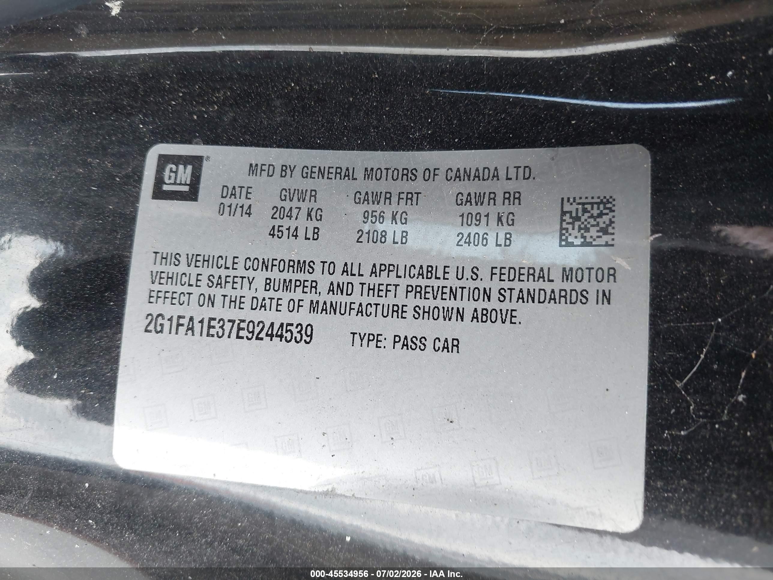 2014 Chevrolet Camaro 2ls Black vin: 2G1FA1E37E9244539