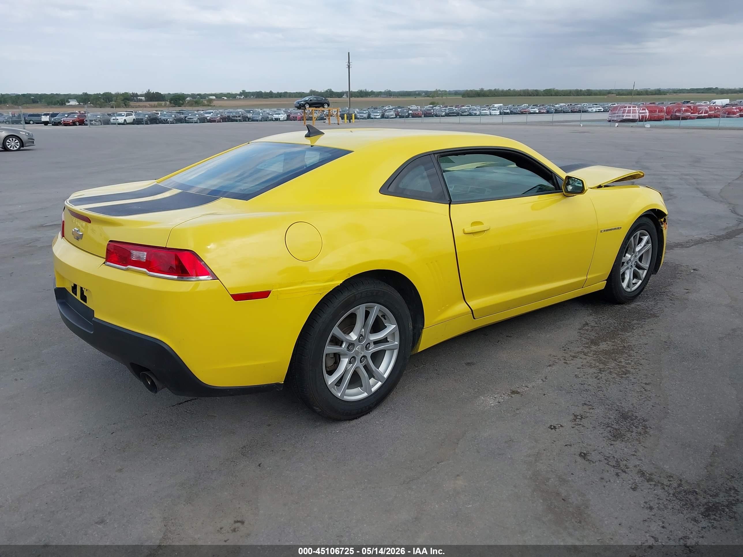 2015 Chevrolet Camaro 1ls Yellow vin: 2G1FA1E37F9114729