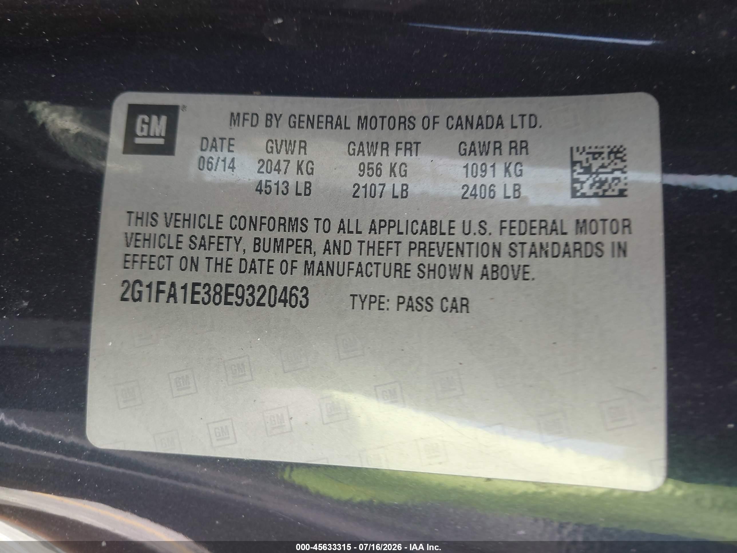 2014 Chevrolet Camaro 2ls Blue vin: 2G1FA1E38E9320463