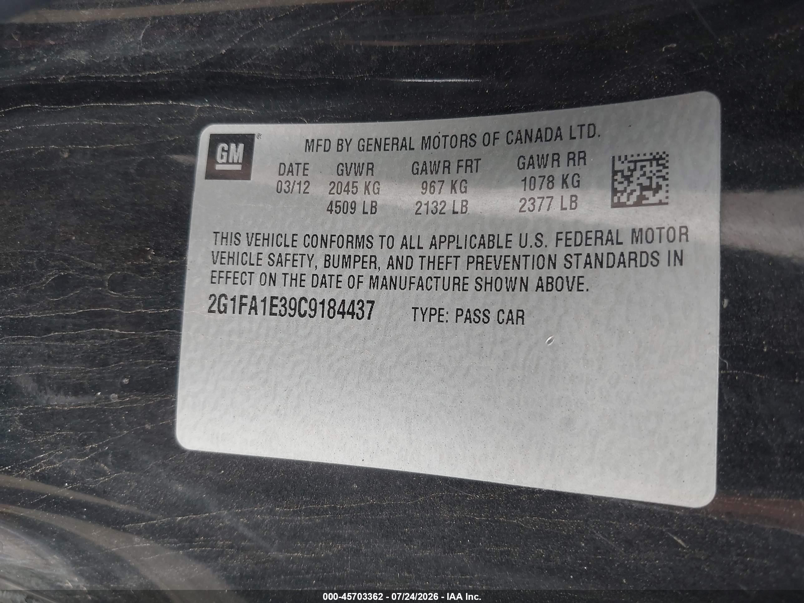 2012 Chevrolet Camaro 2ls Black vin: 2G1FA1E39C9184437