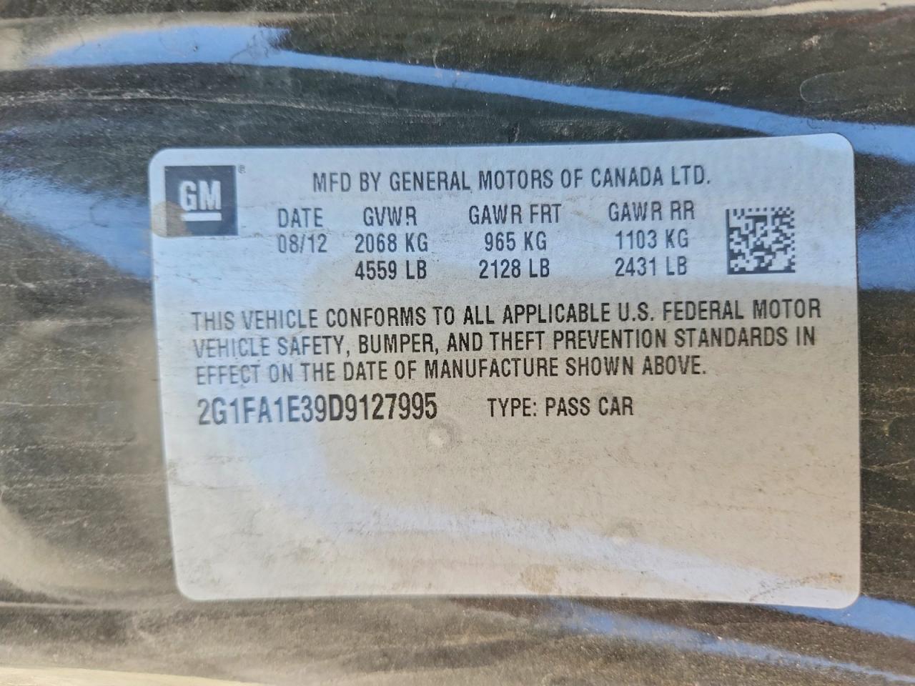 2013 Chevrolet Camaro Ls Черный vin: 2G1FA1E39D9127995