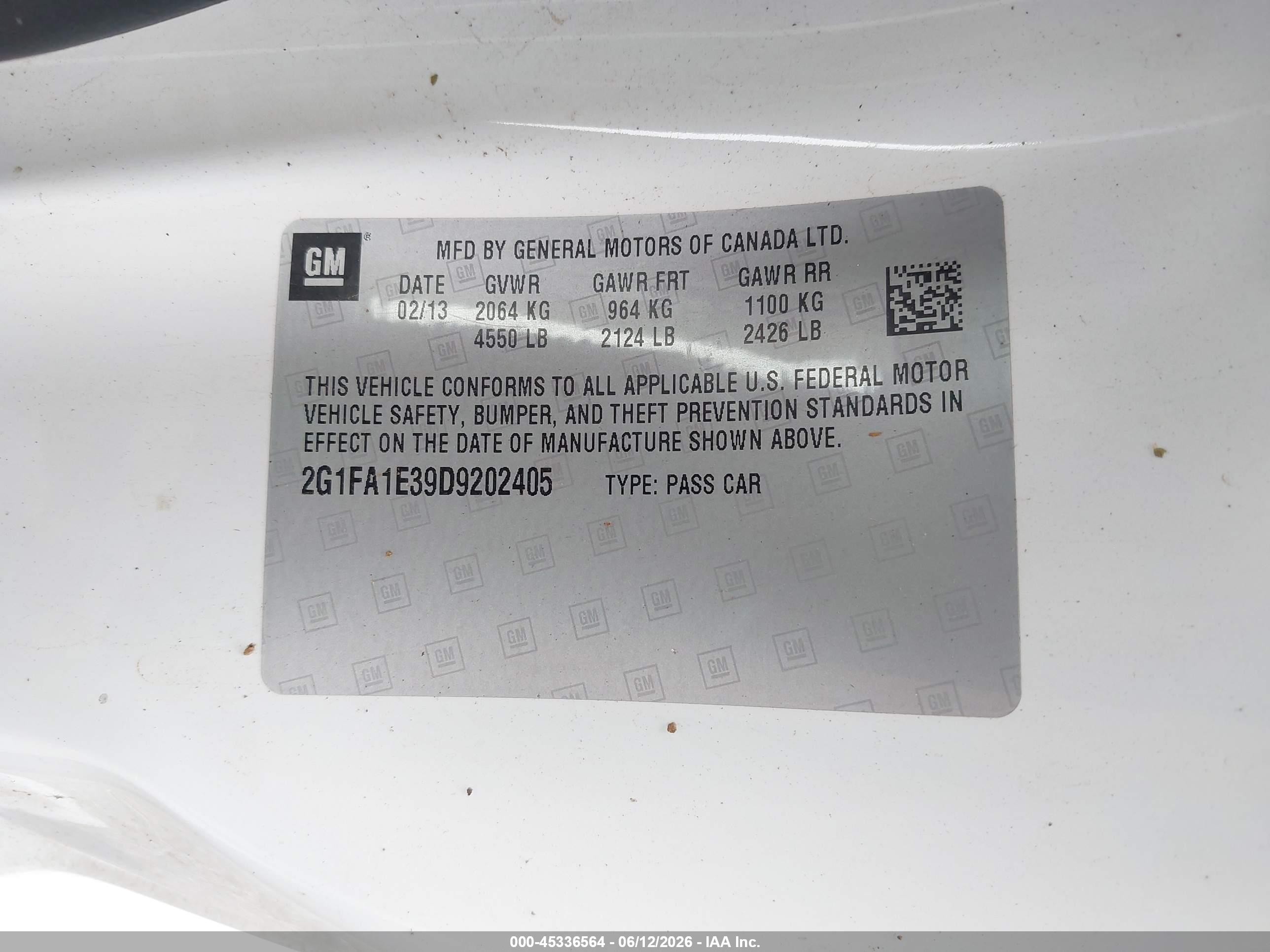 2013 Chevrolet Camaro 2ls White vin: 2G1FA1E39D9202405